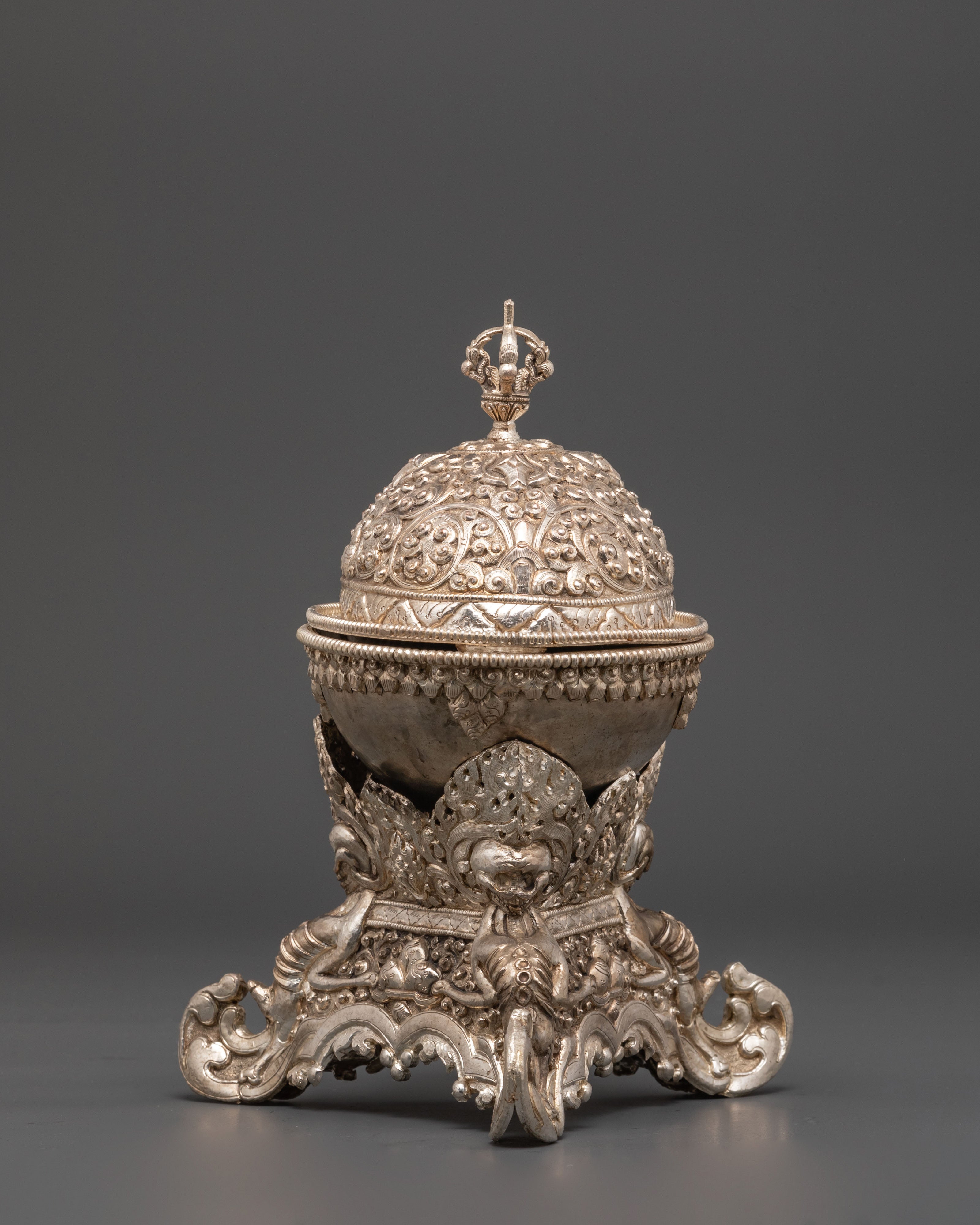 Kapala for Buddhist Ritual | Silver Plated Copper Skull Cup