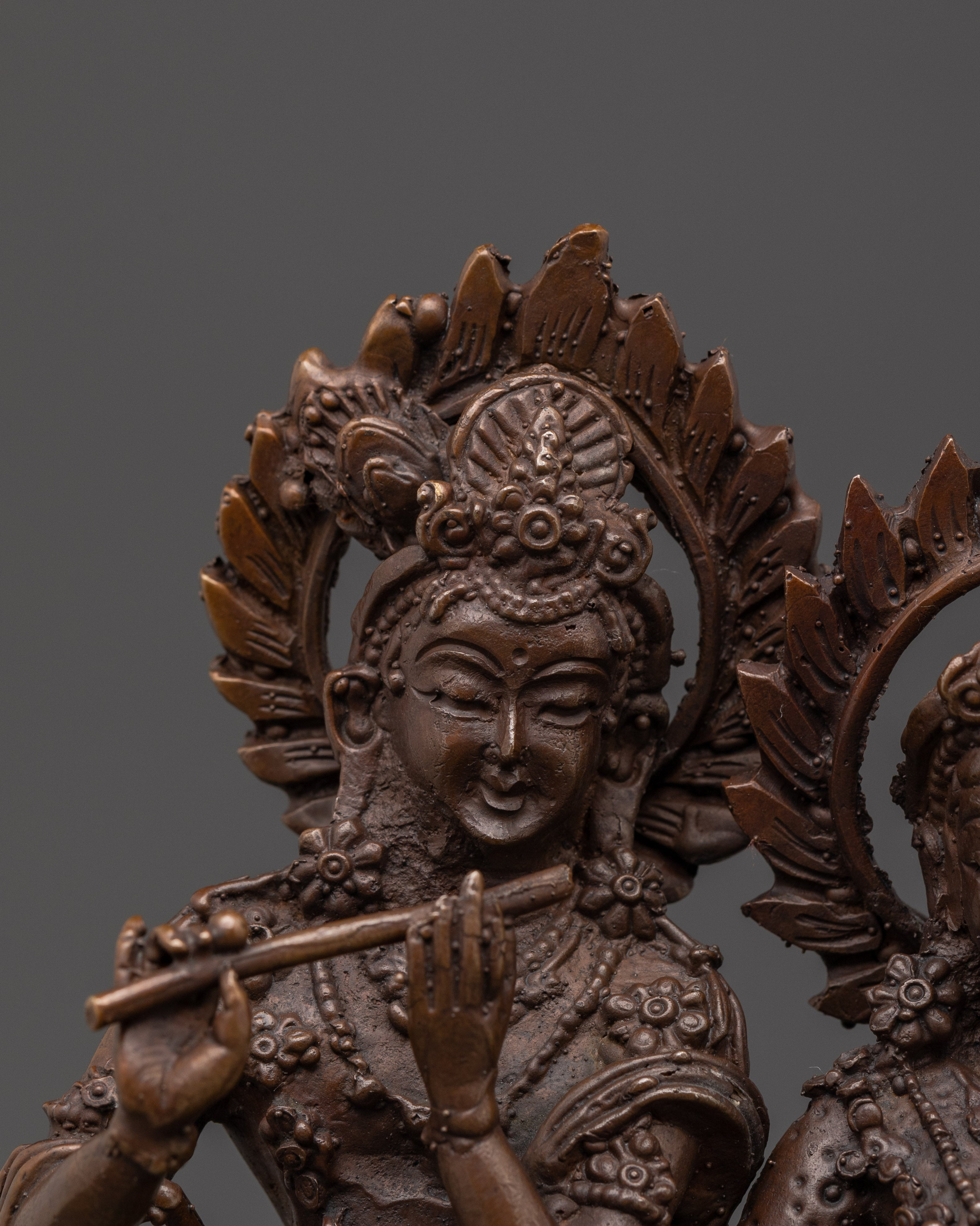 Krishna and Radha Brass Statue | Spiritual Hindu Deity Sculpture