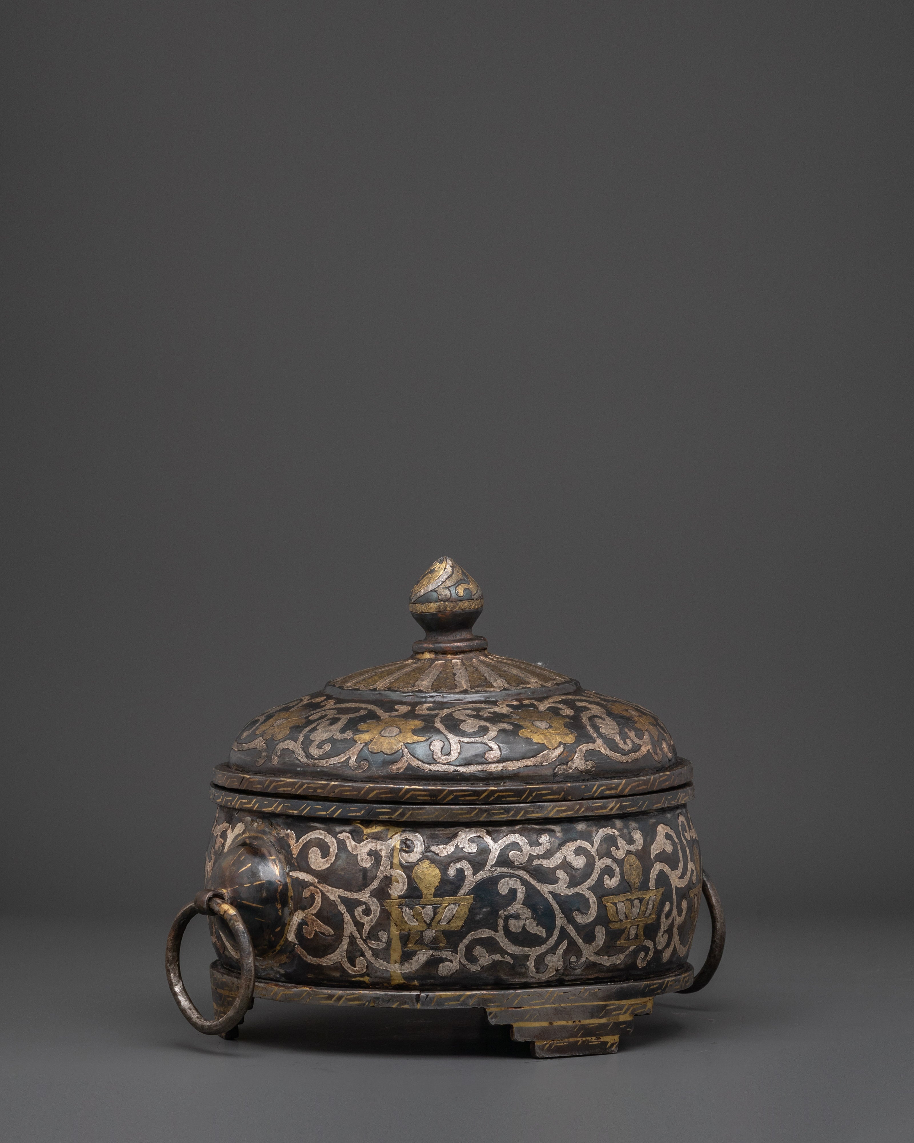 Rice Carry Pot with Silver Inlaid | Traditional Decorative Piece