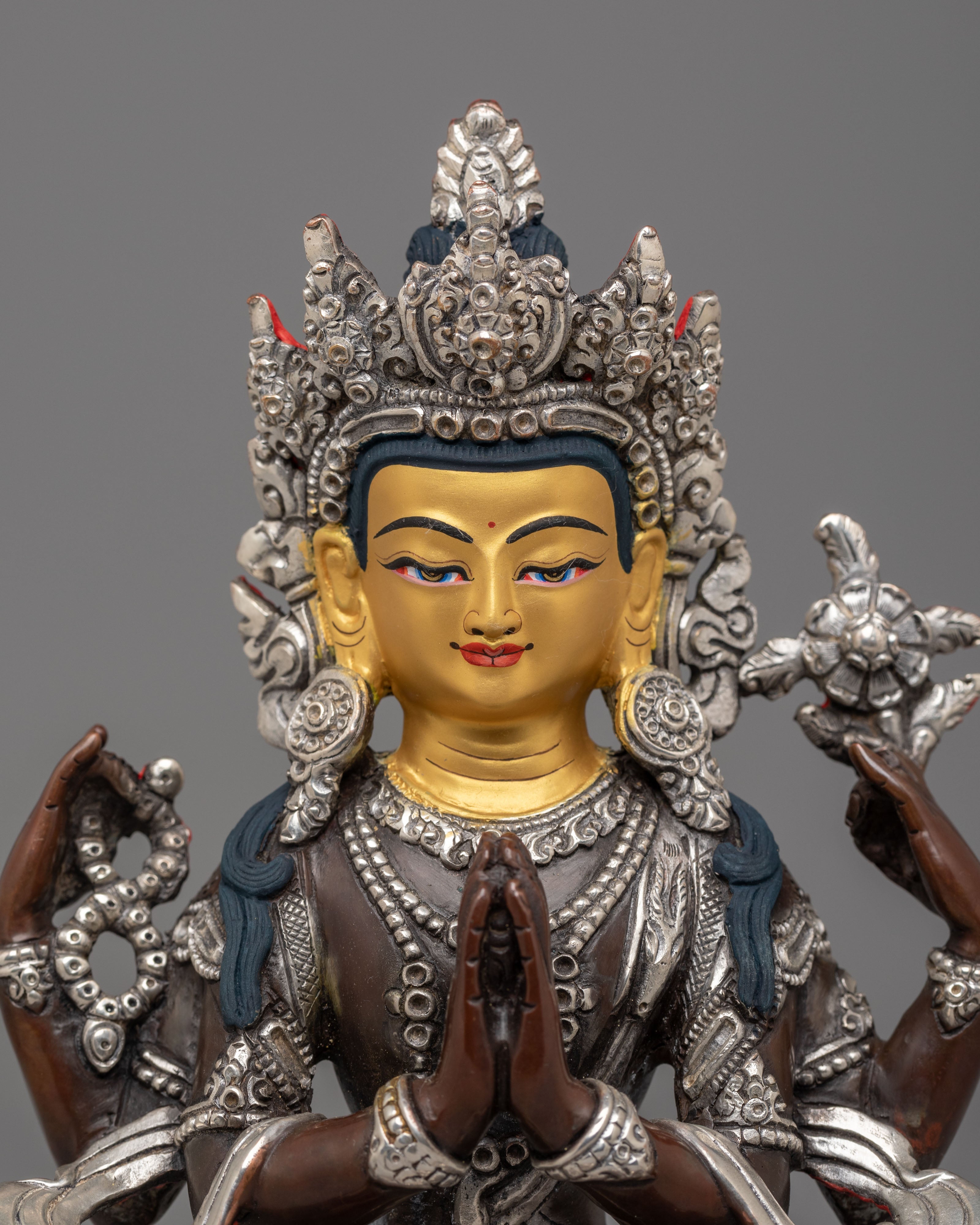 Tibetan Chenrezig Figurine | Bodhisattva of Compassion Statue