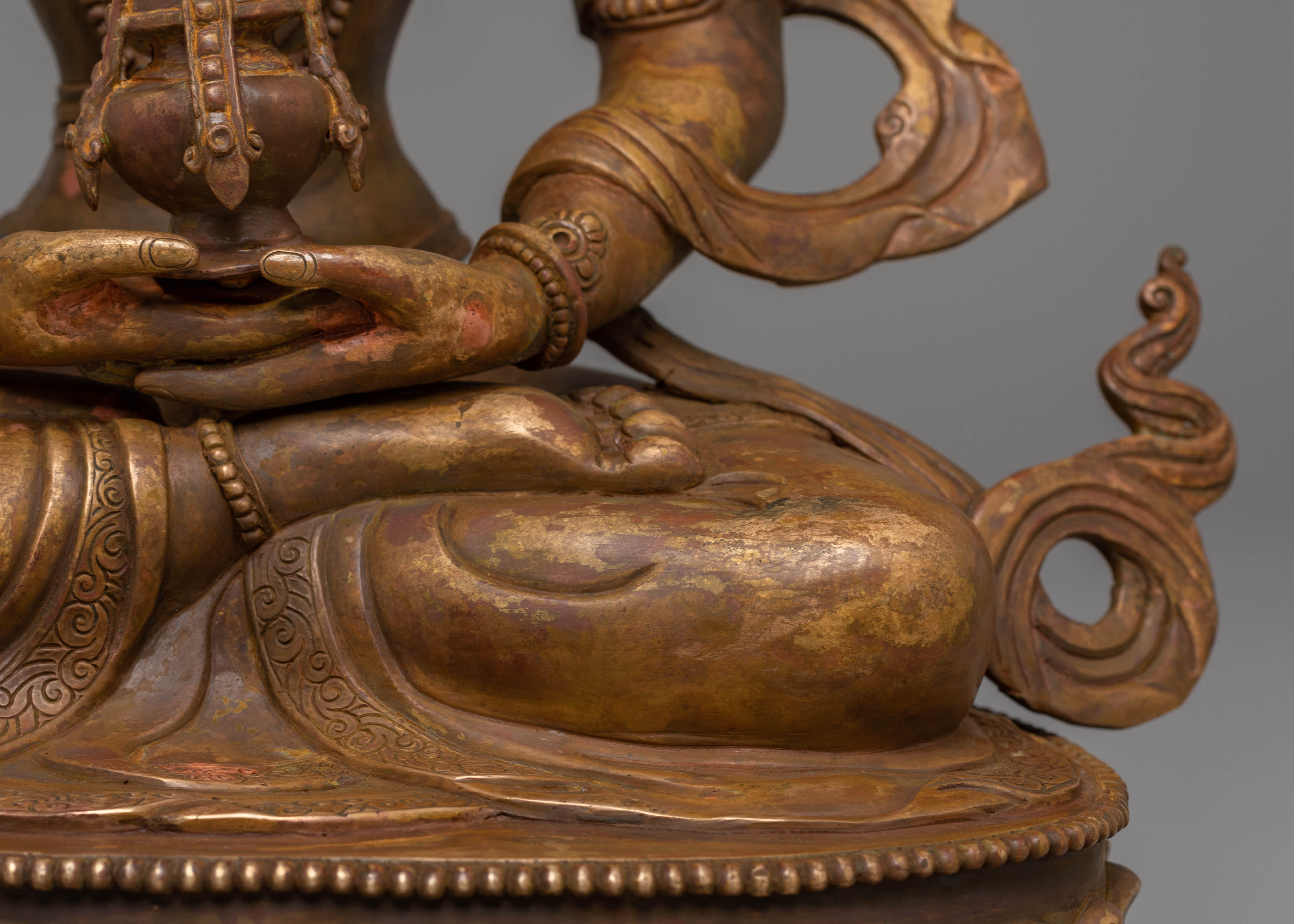 Sacred Amitayus Enlightenment Statue | Oxidized Copper Buddha for Spiritual Space