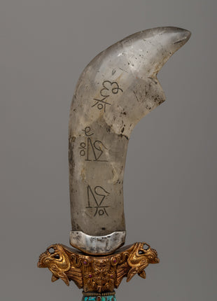 Tibetan Phurba with a Curved Crystal Blade | Spiritual Power and Craftsmanship