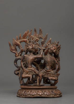 Oxidized copper Citipati statue 