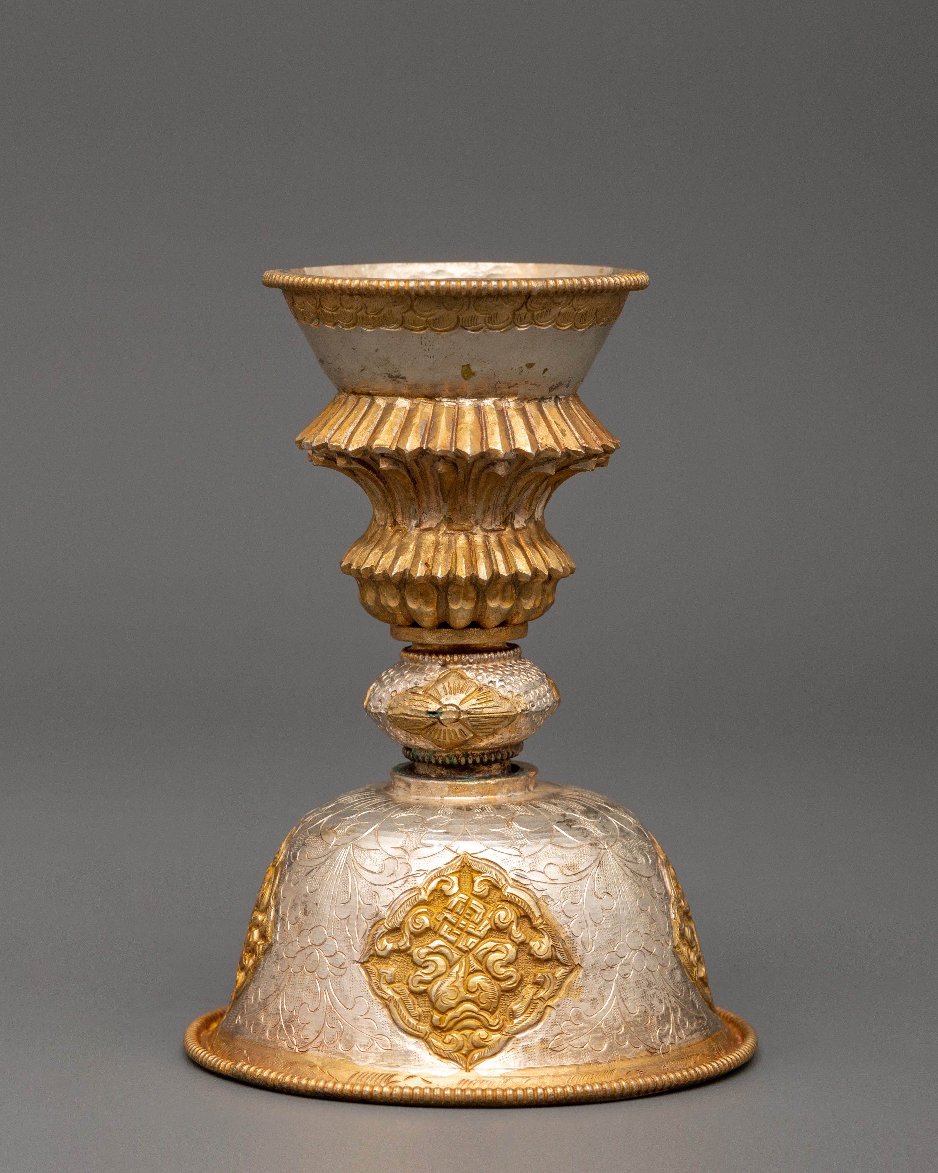 Gold-Plated Butter Lamp | A Sacred Offering for Enlightenment