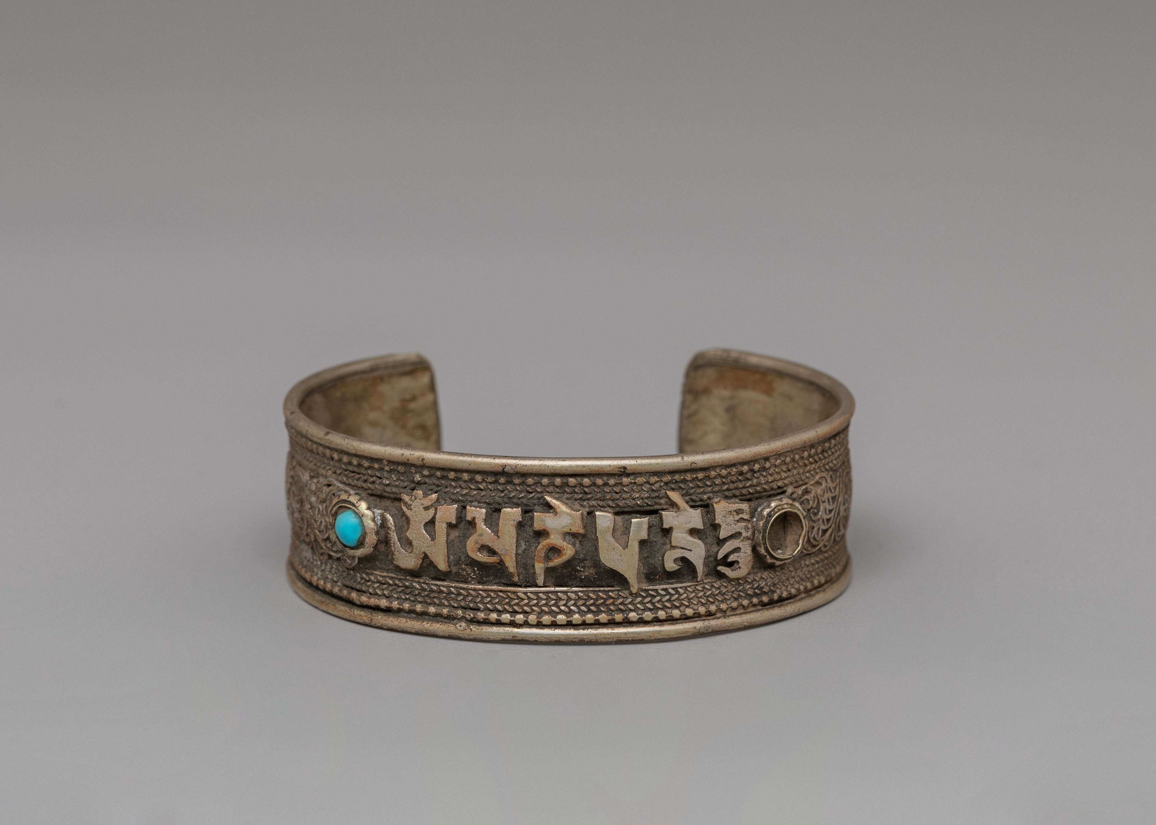 Tibetan Mantra Silver Bracelet | Spiritual Protection Jewelry