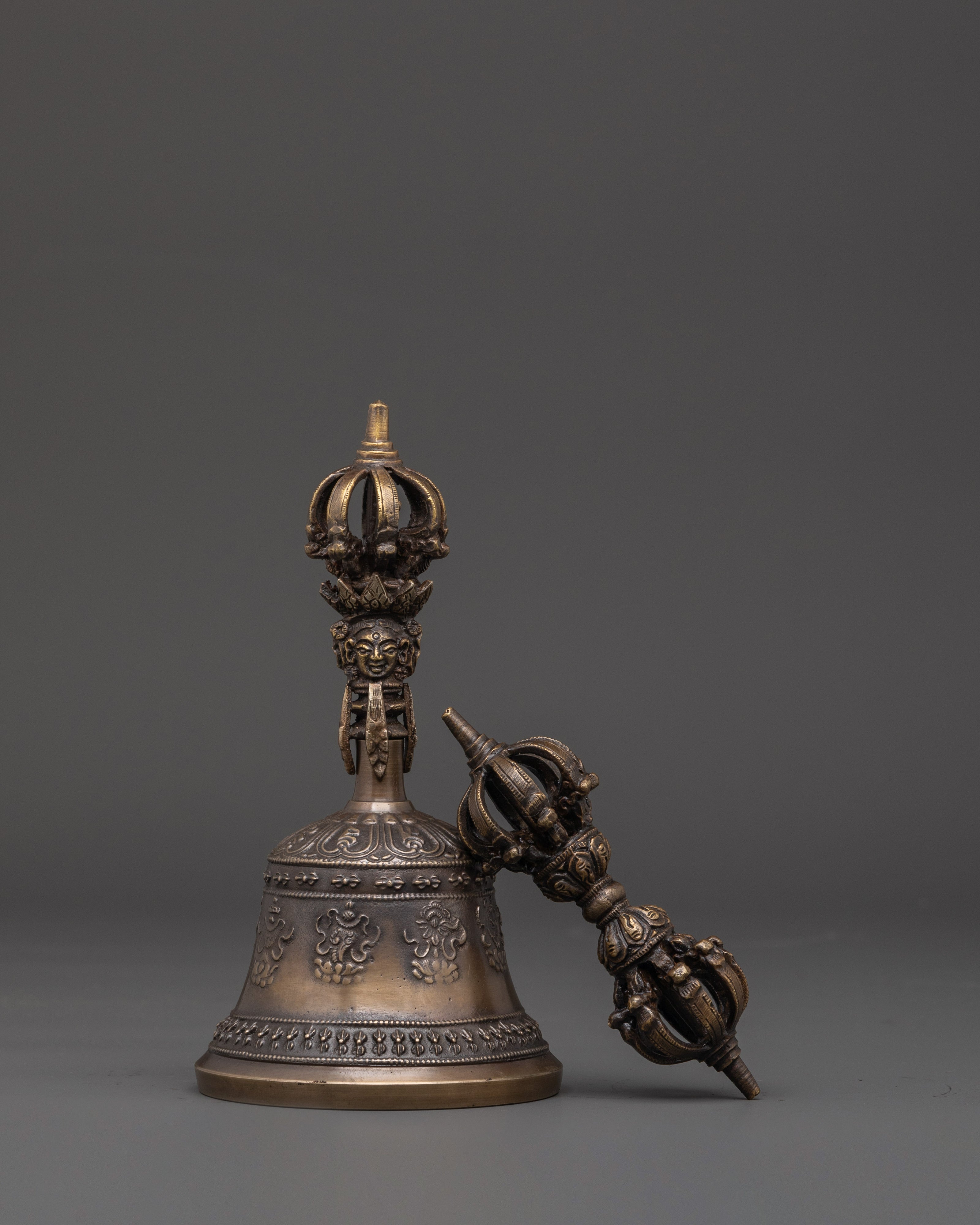 Brass Vajra And Bell With Cover | Buddhist Ritual Instruments