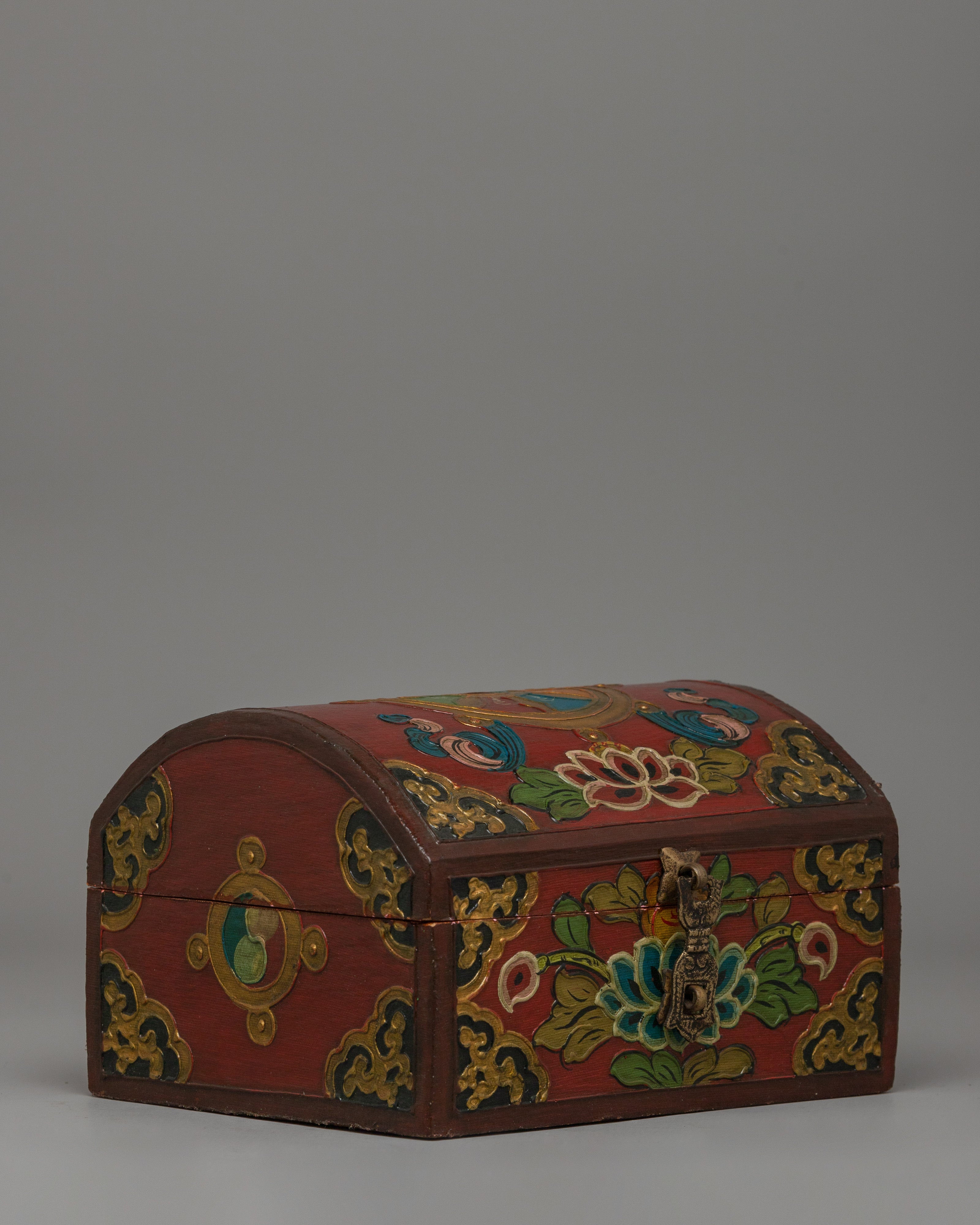 Traditional Tibetan Decorative Treasure Box | Handcrafted Wooden Chest