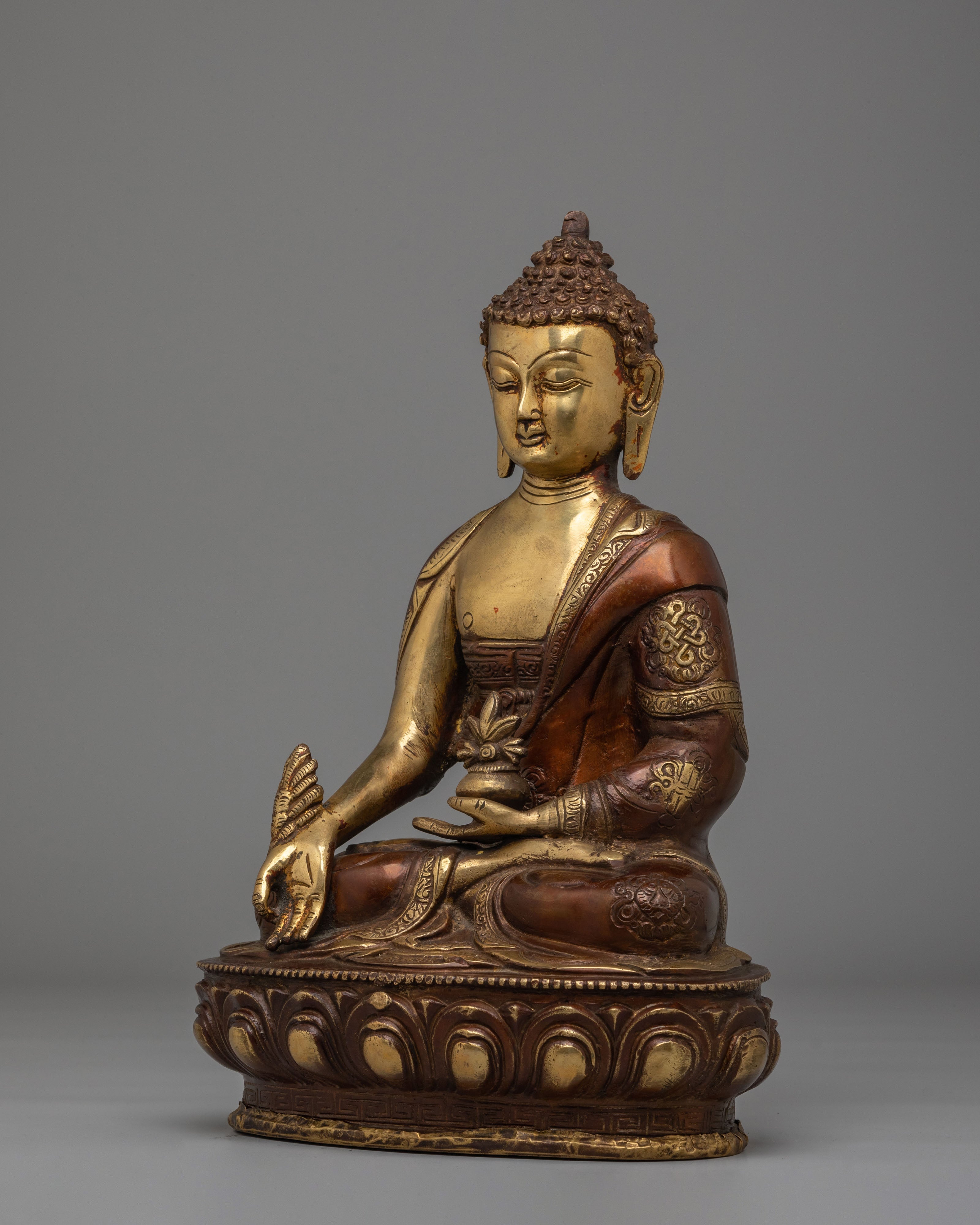 Scared Medicine Buddha Buddhist Statue | Handcrafted Brass Sculpture