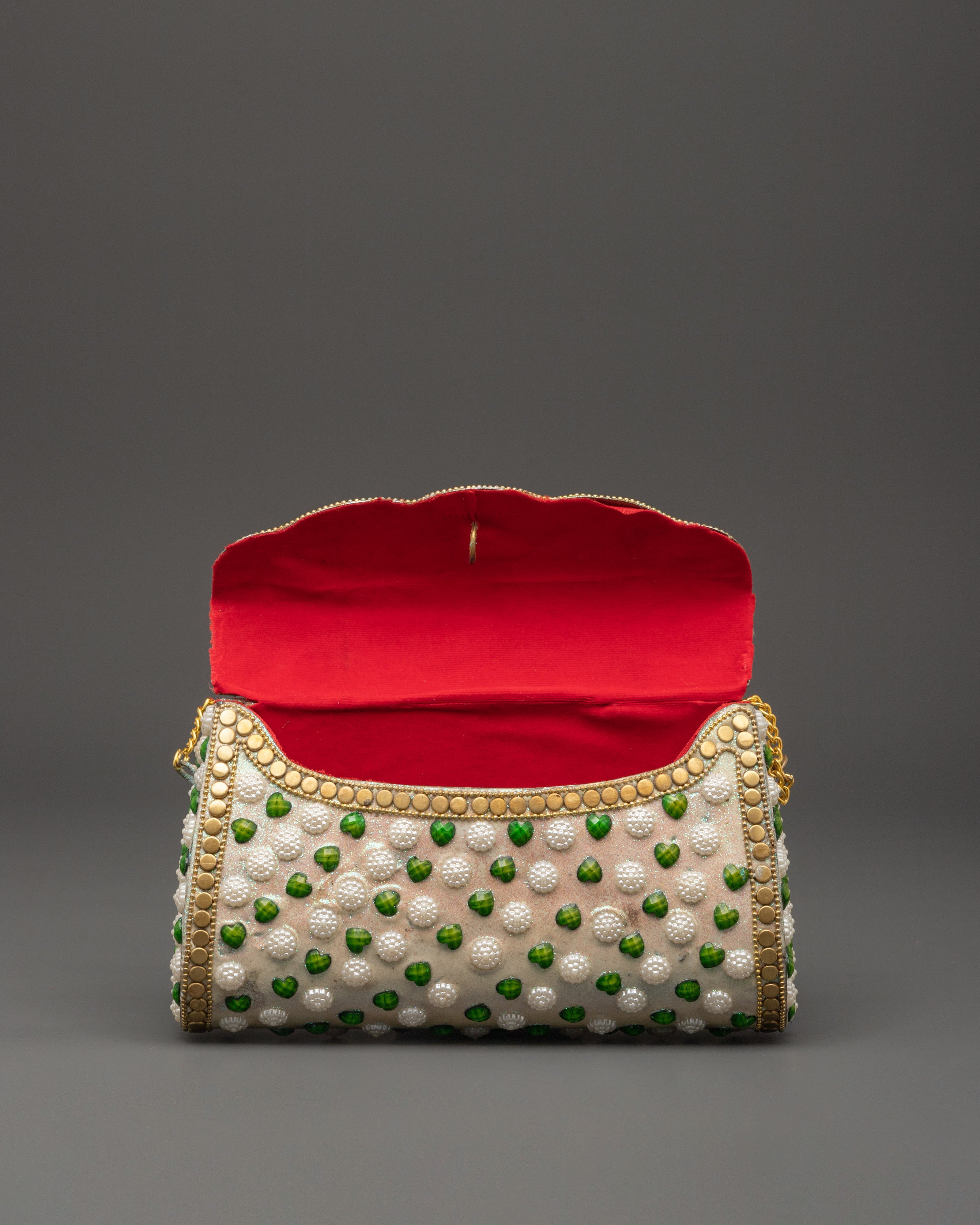 Pearl & Green Stone Side Bag | Bag For Special Occasions