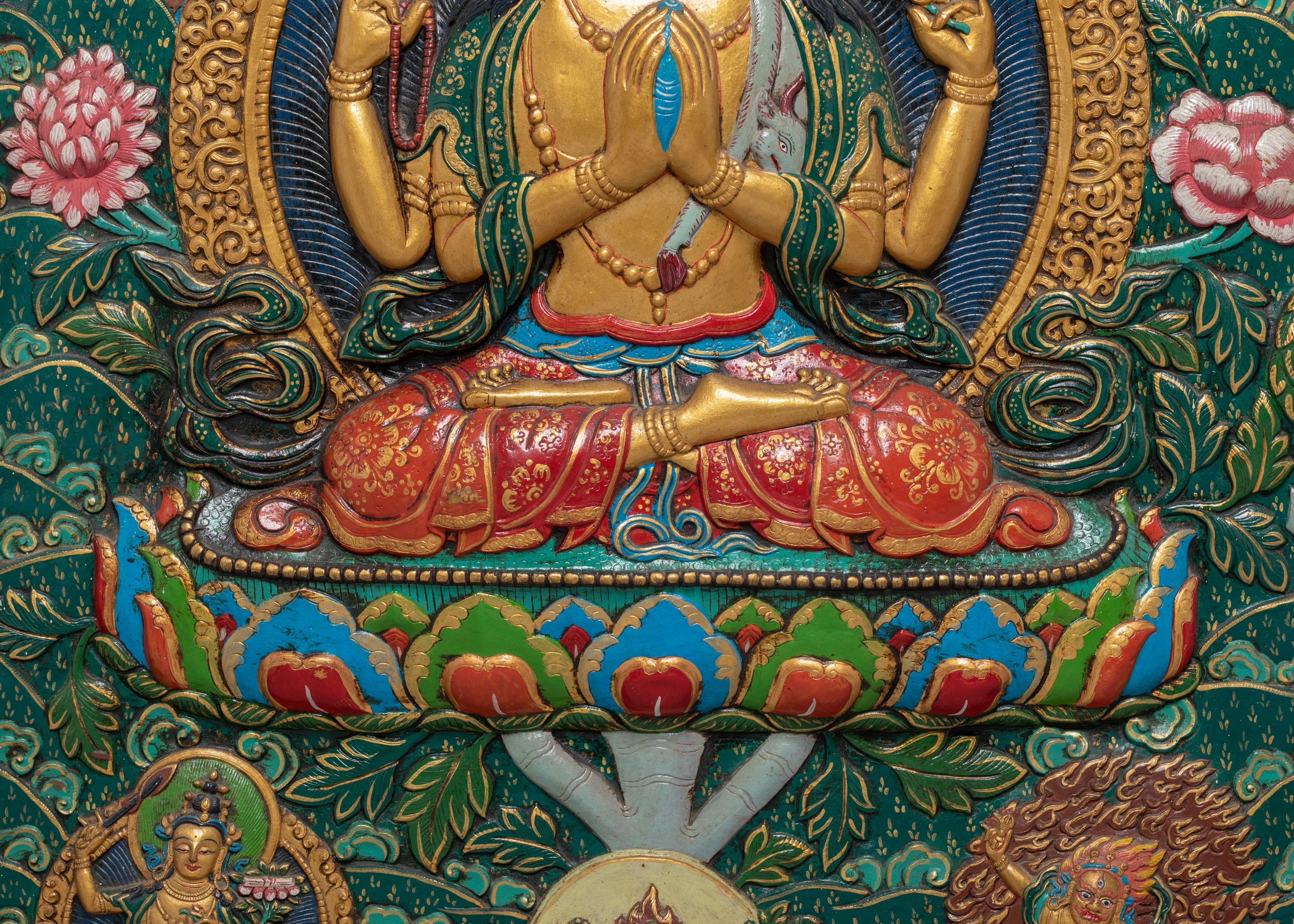 Bodhisattva Chenresig Thangka Wall Hanging | Tibetan Avalokiteshvara Decor