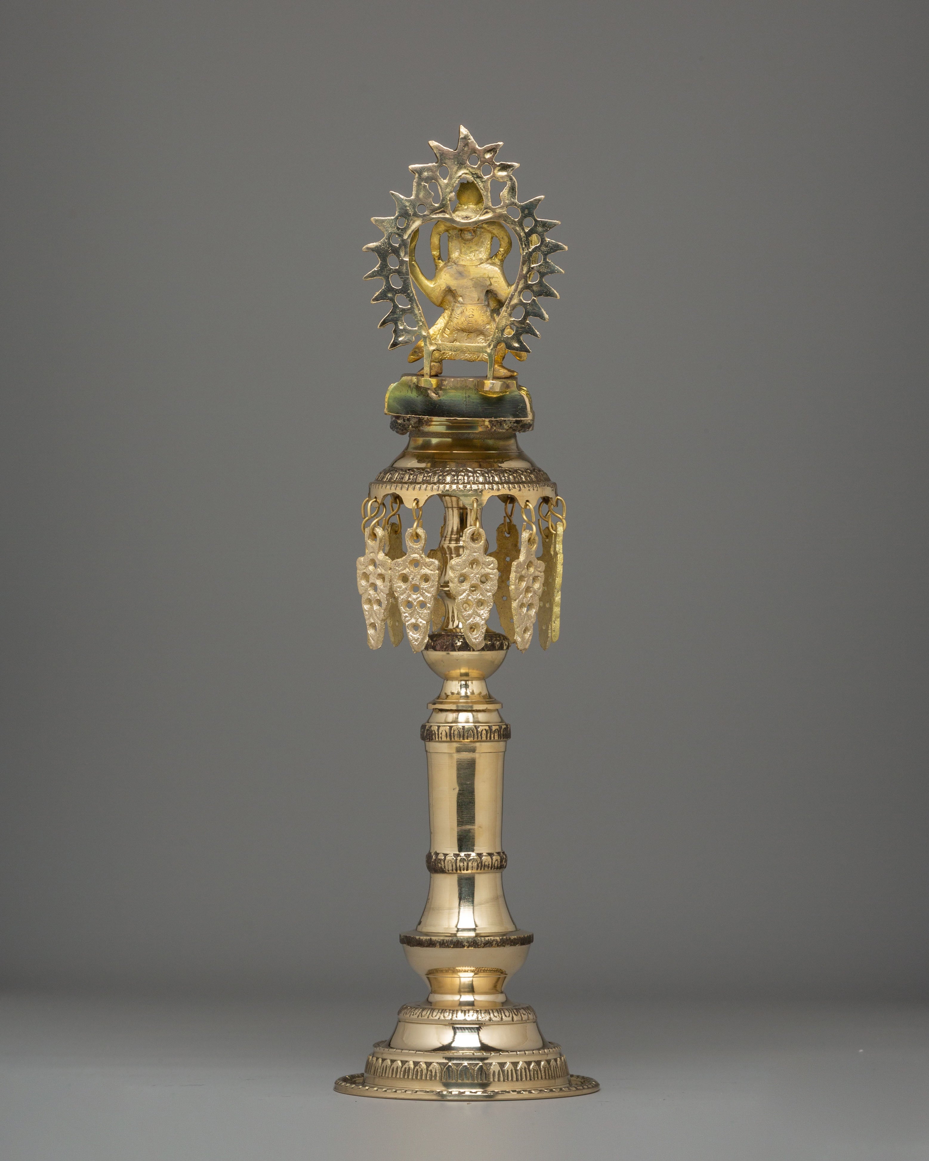 Brass Oil Lamp Set for Puja | Handcrafted Hindu Ritual Lamp Pair