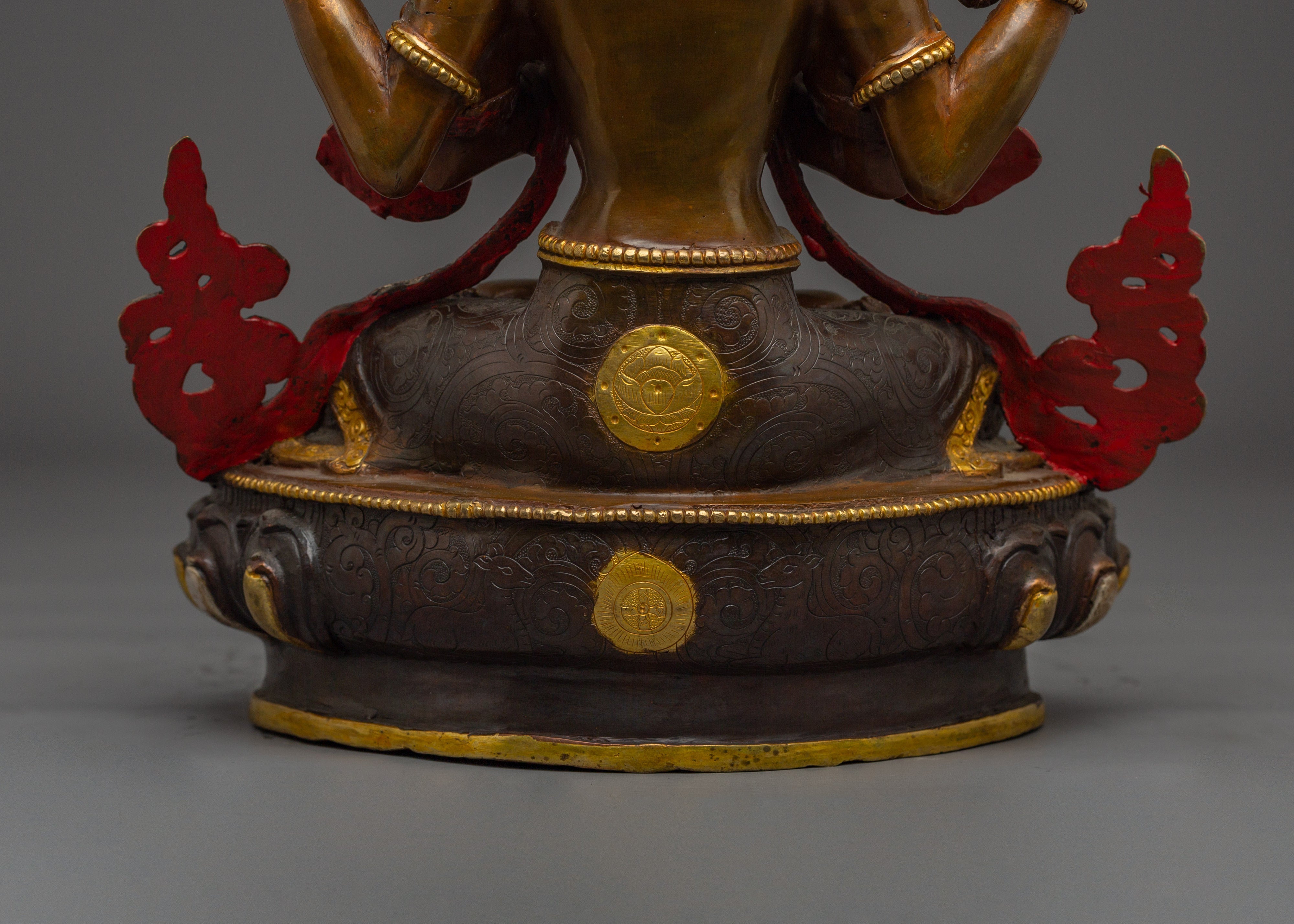 Handmade Tibetan Artwork of Chenrezig | Compassionate Bodhisattva