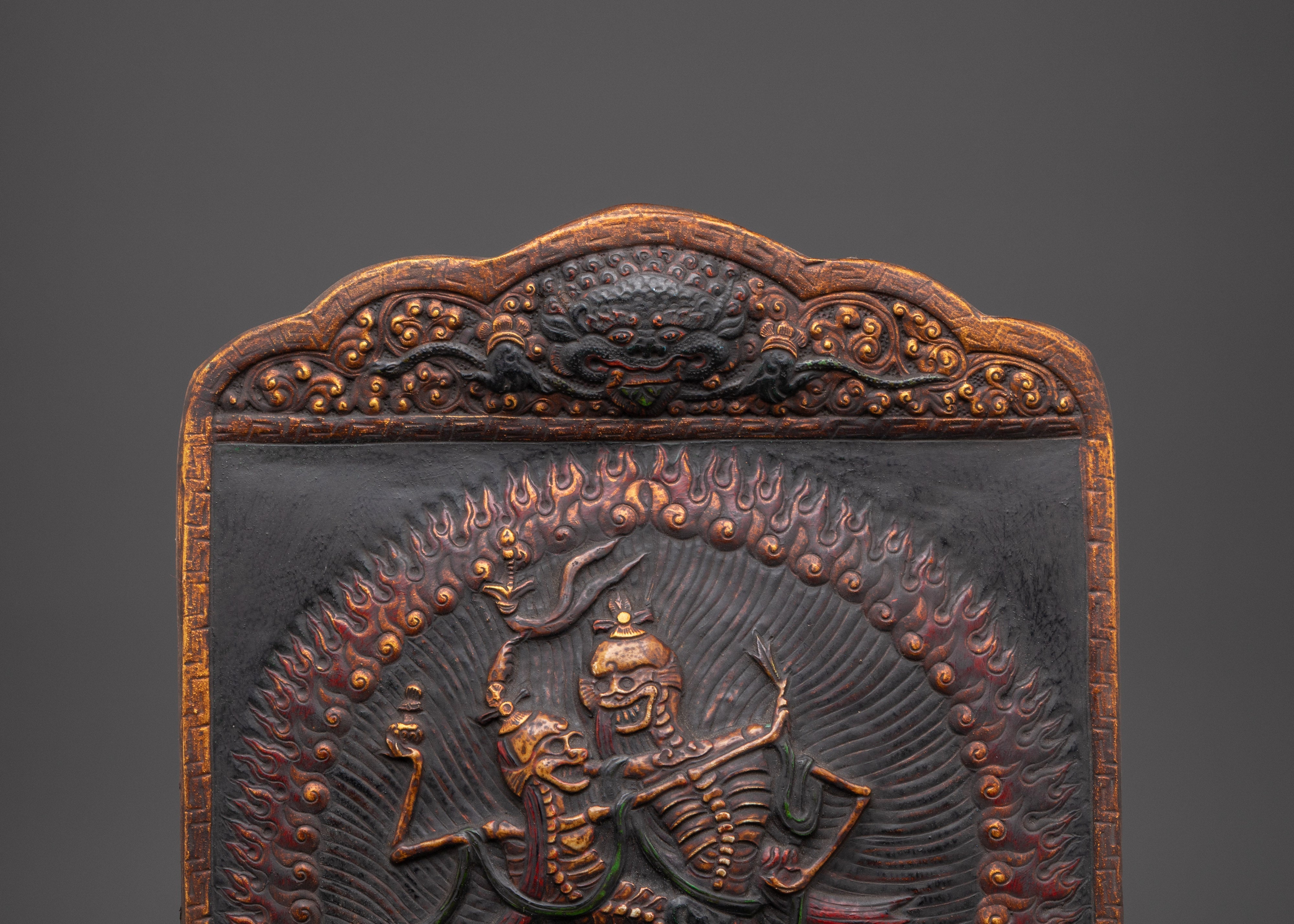 Handmade Copper Chitipati Wall Hanging | Tibetan Skeleton Deity Art