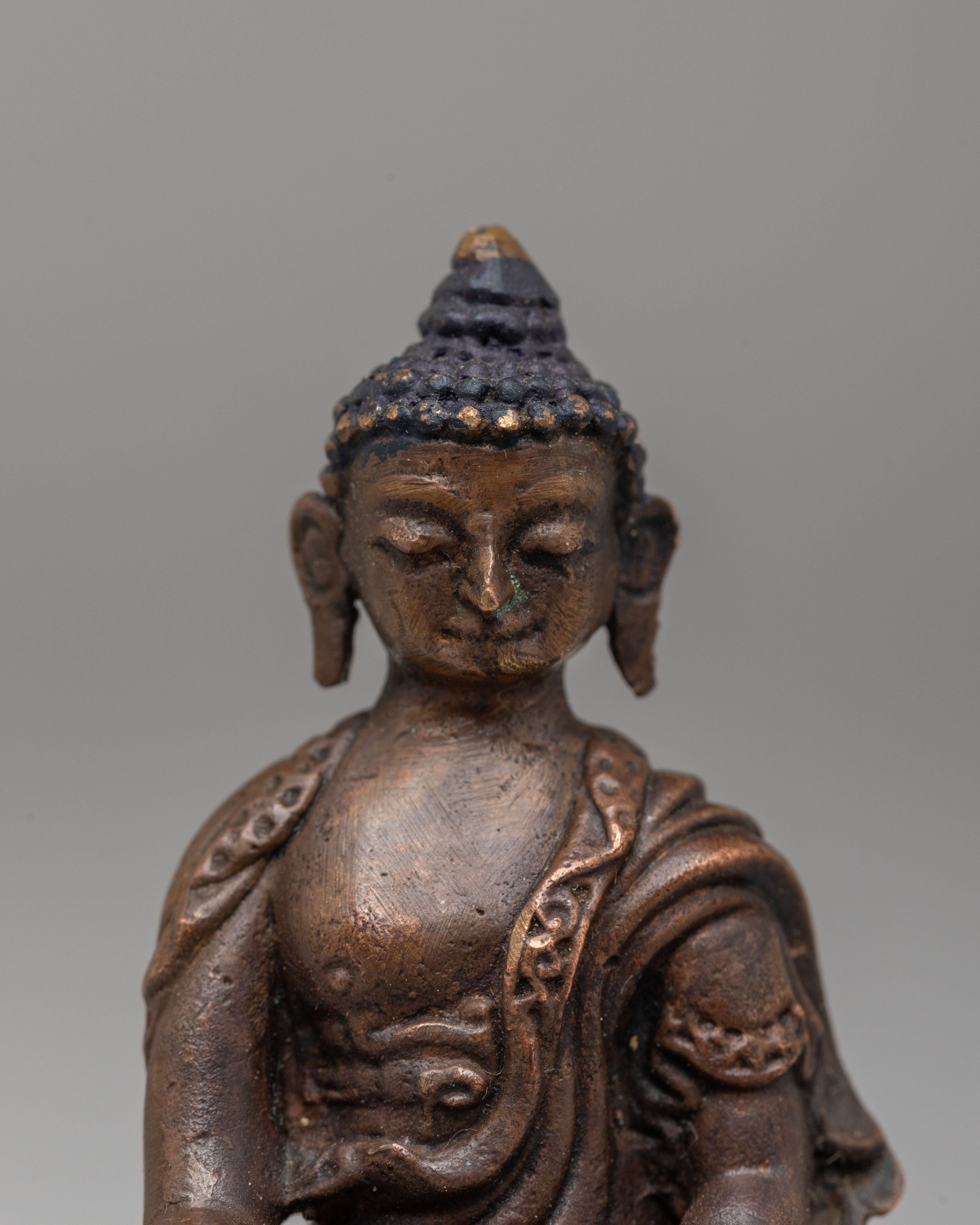 Scared Shakyamuni Buddha Altar Statue | Oxidized Copper Shakyamuni Buddha