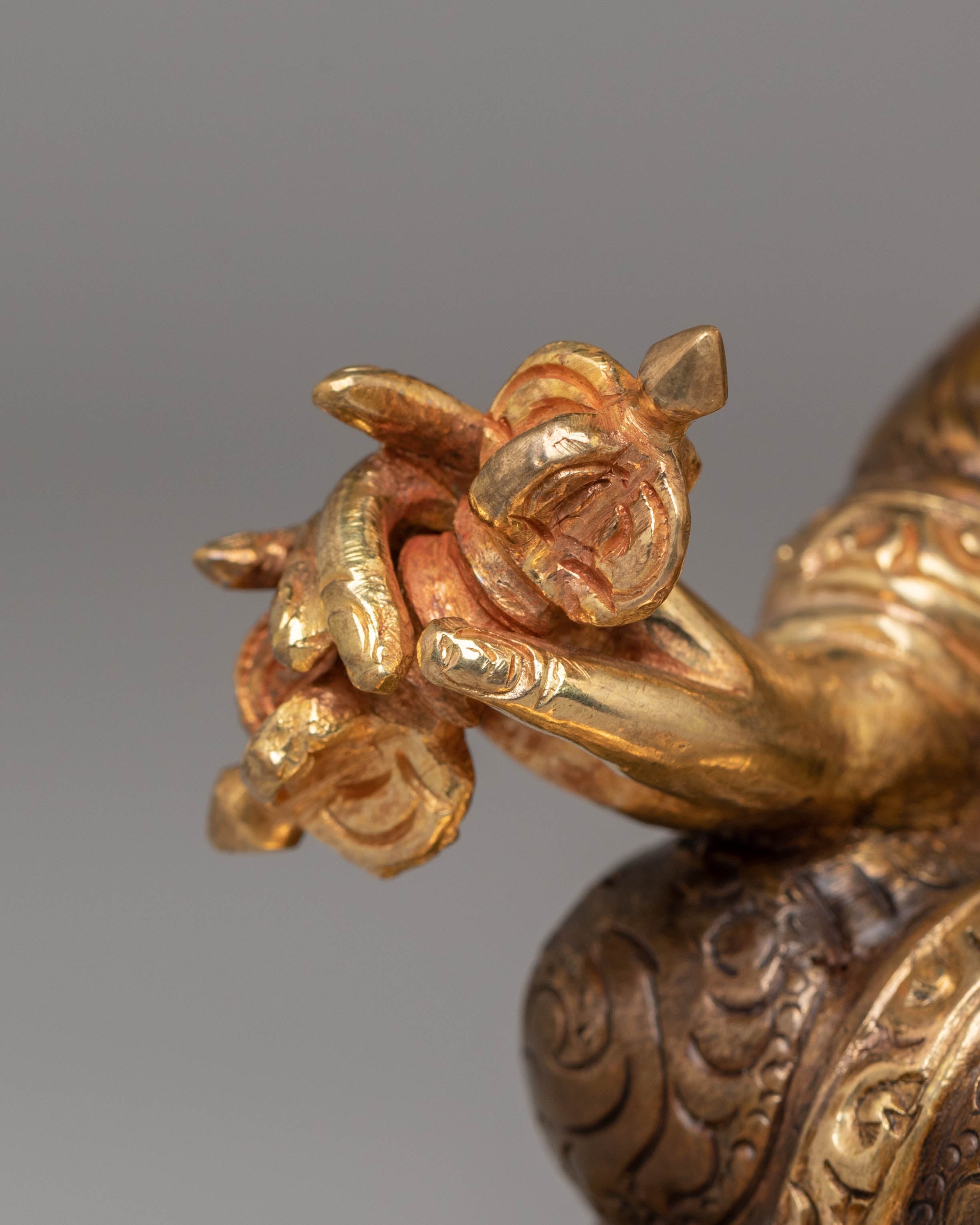 24k Gold Glided Statue of Guru Rinpoche | Divine Representation of Wisdom