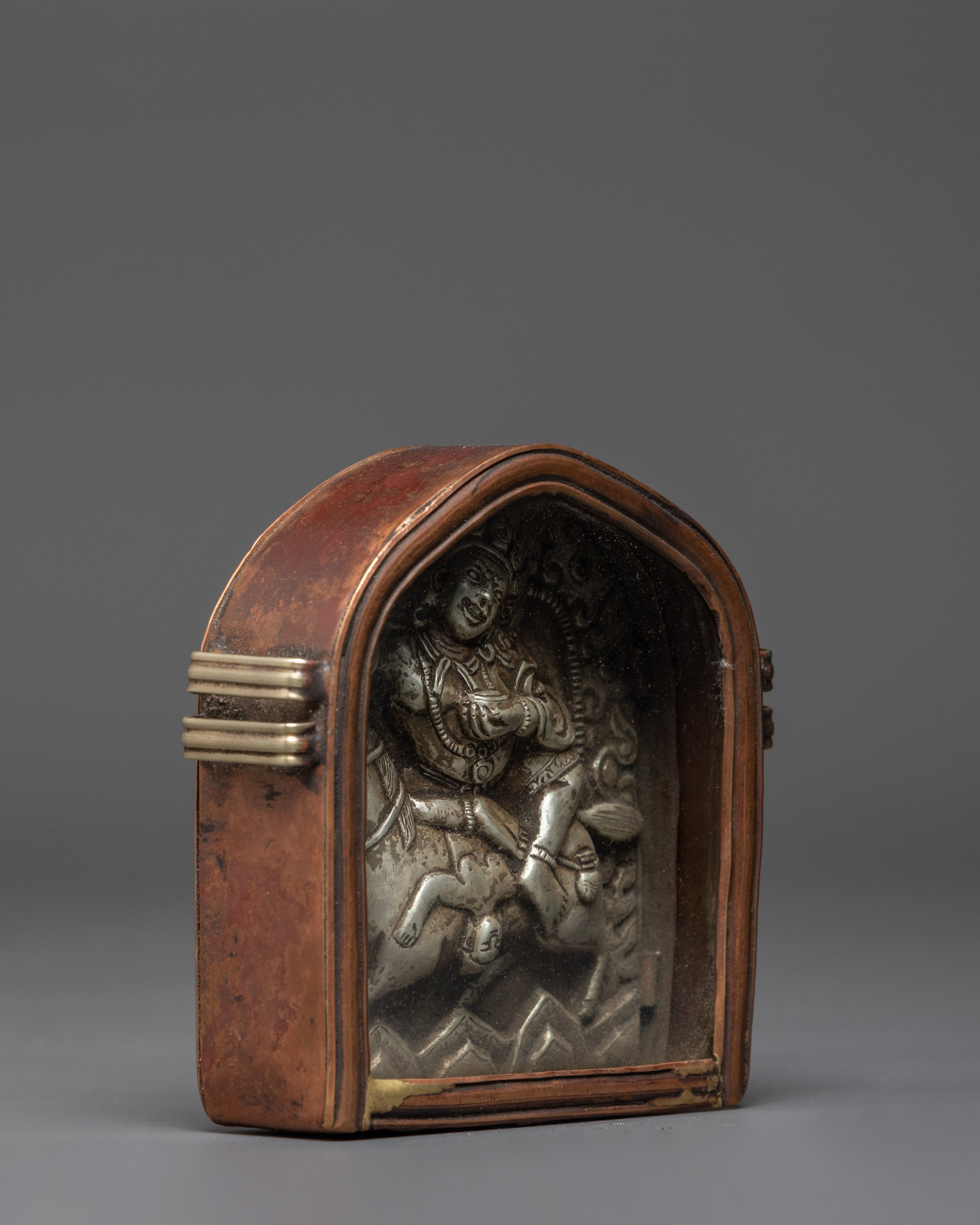 Sacred Buddhist Protective Amulet Case | Silver Repoussé Gau Box