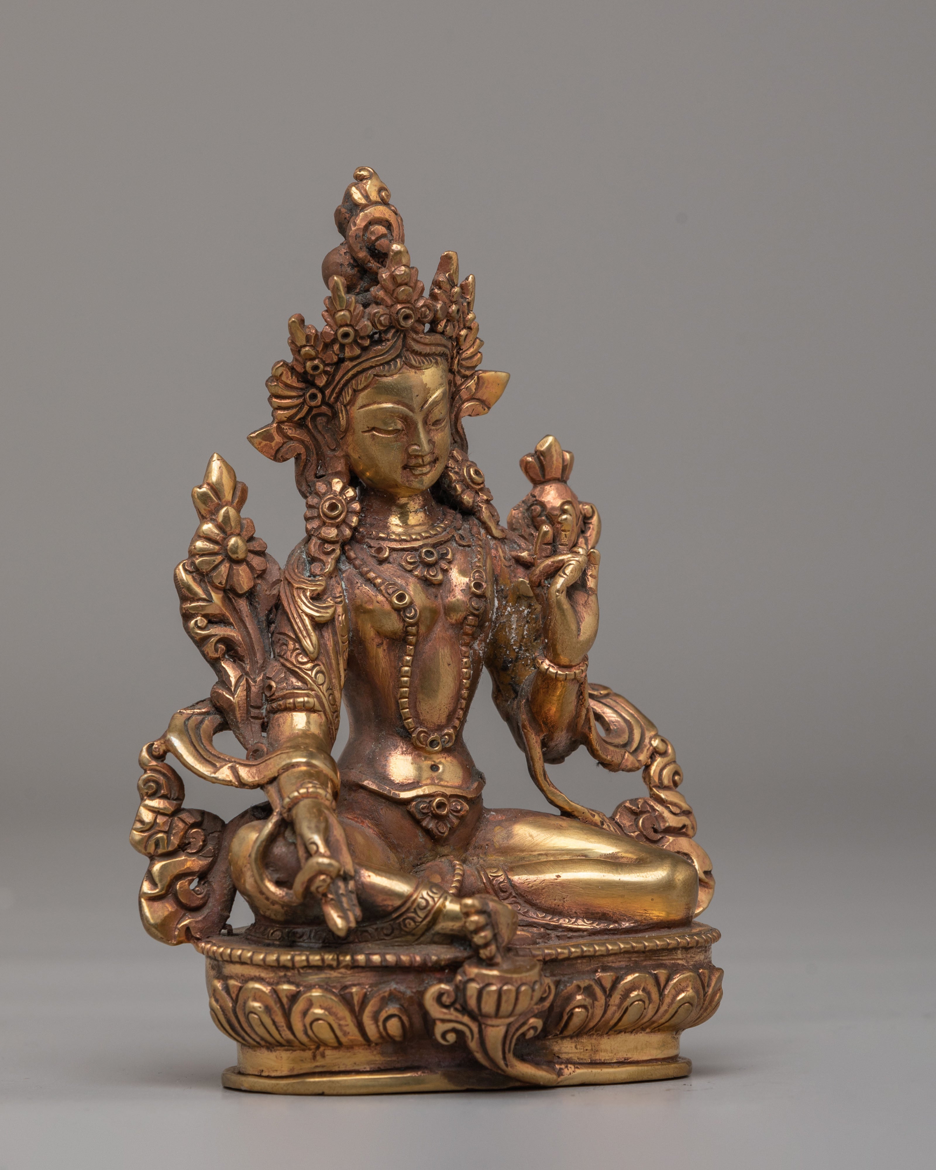 Tibetan Green Tara Deity Statue | Buddhist Altar Decor