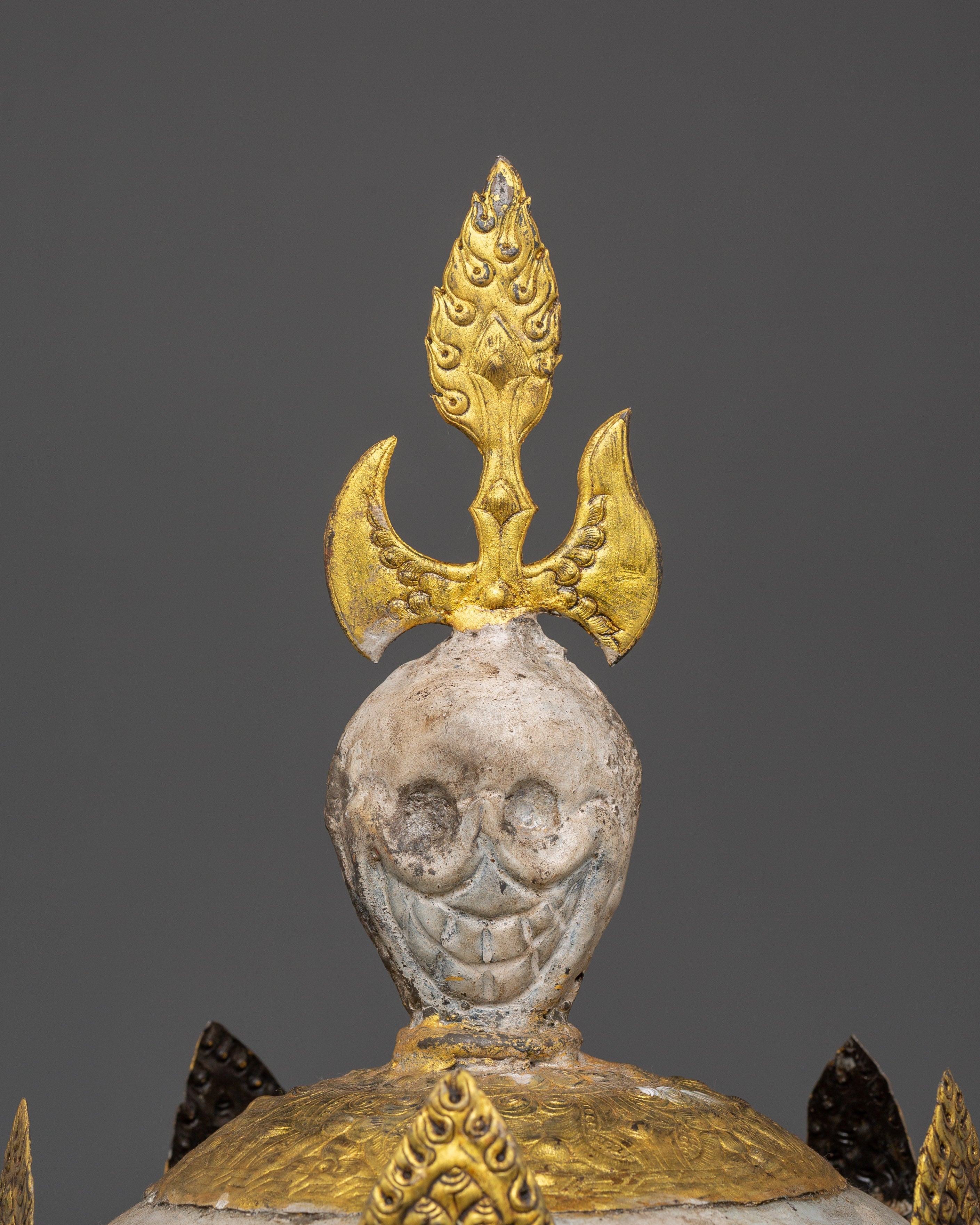 Tibetan Ritual Iron Skull Crown | Tantric Buddhist Sacred Symbol