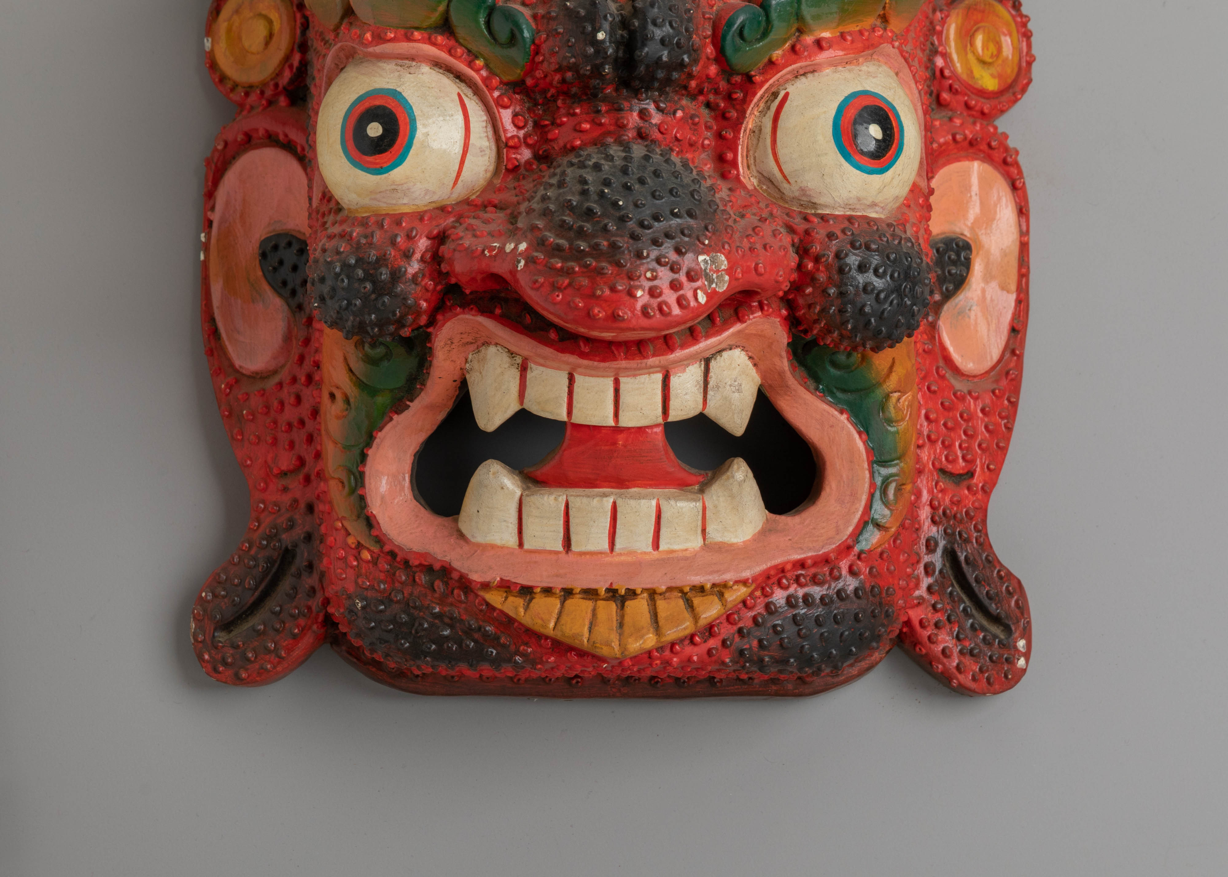 Wooden Bhairava Mask Wall Art | Protector Deity Wall Hanging
