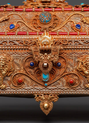 Tibetan Treasure Box with Coral | Sacred Stones & Buddhist Symbolism