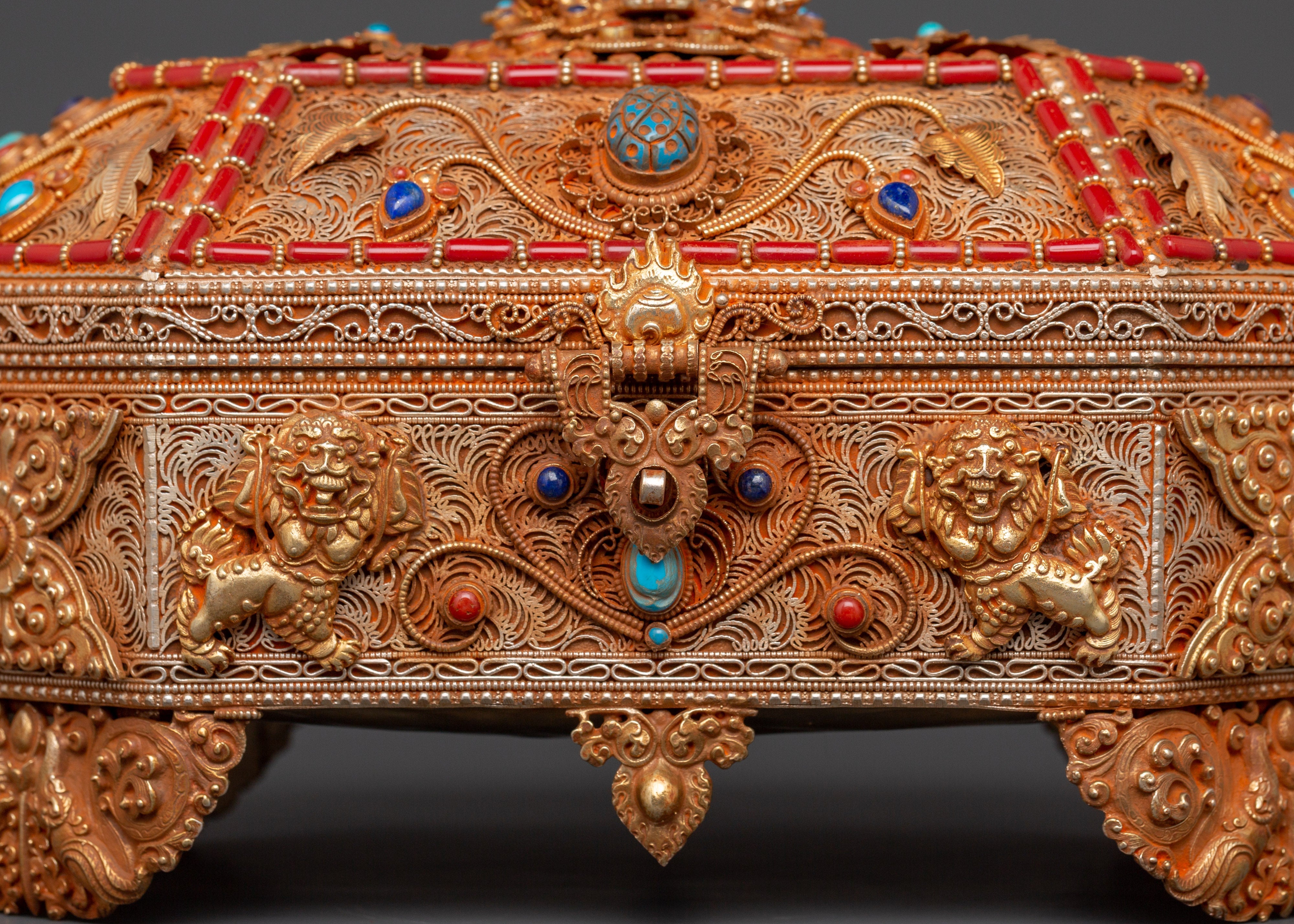 Tibetan Treasure Box with Coral | Sacred Stones & Buddhist Symbolism