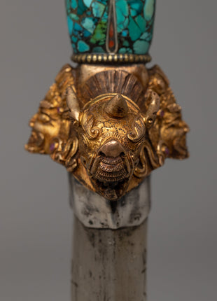 Tibetan Phurba with a Curved Crystal Blade | Spiritual Power and Craftsmanship