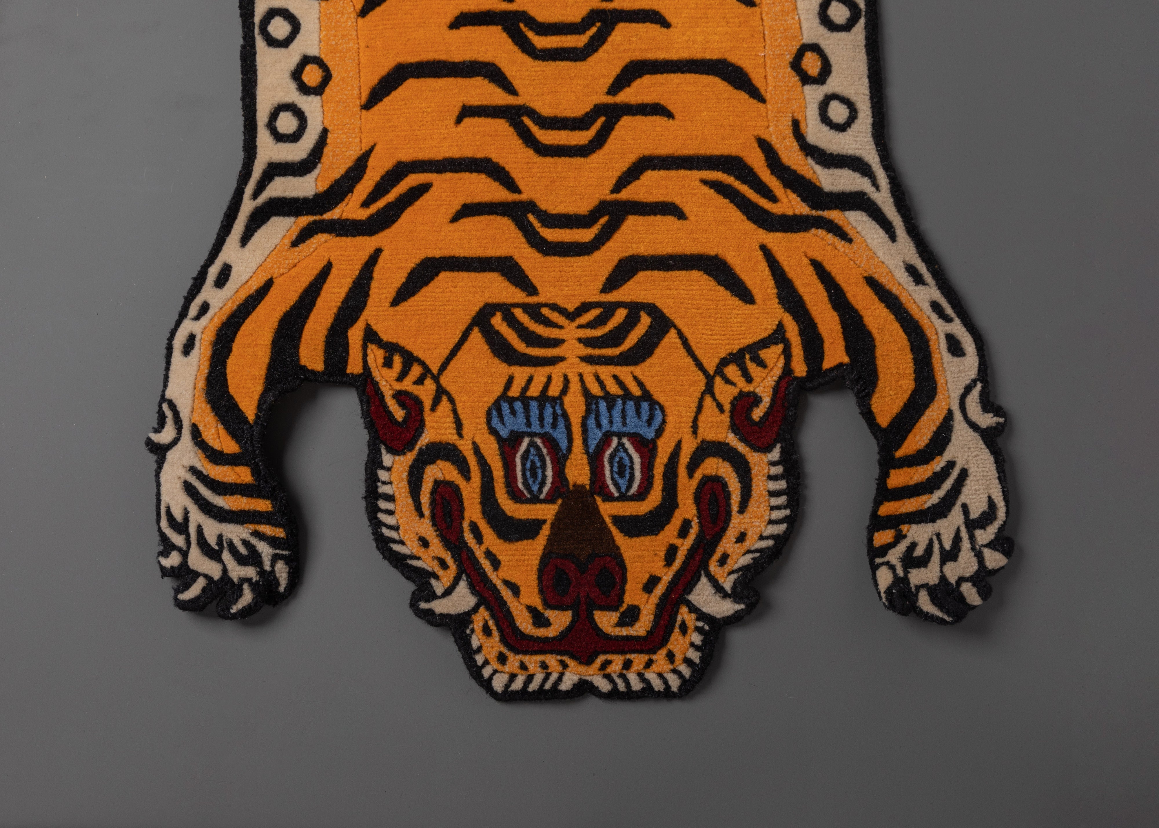 Hand Knotted Tiger Designed Rug | Tibetan Wool Craft