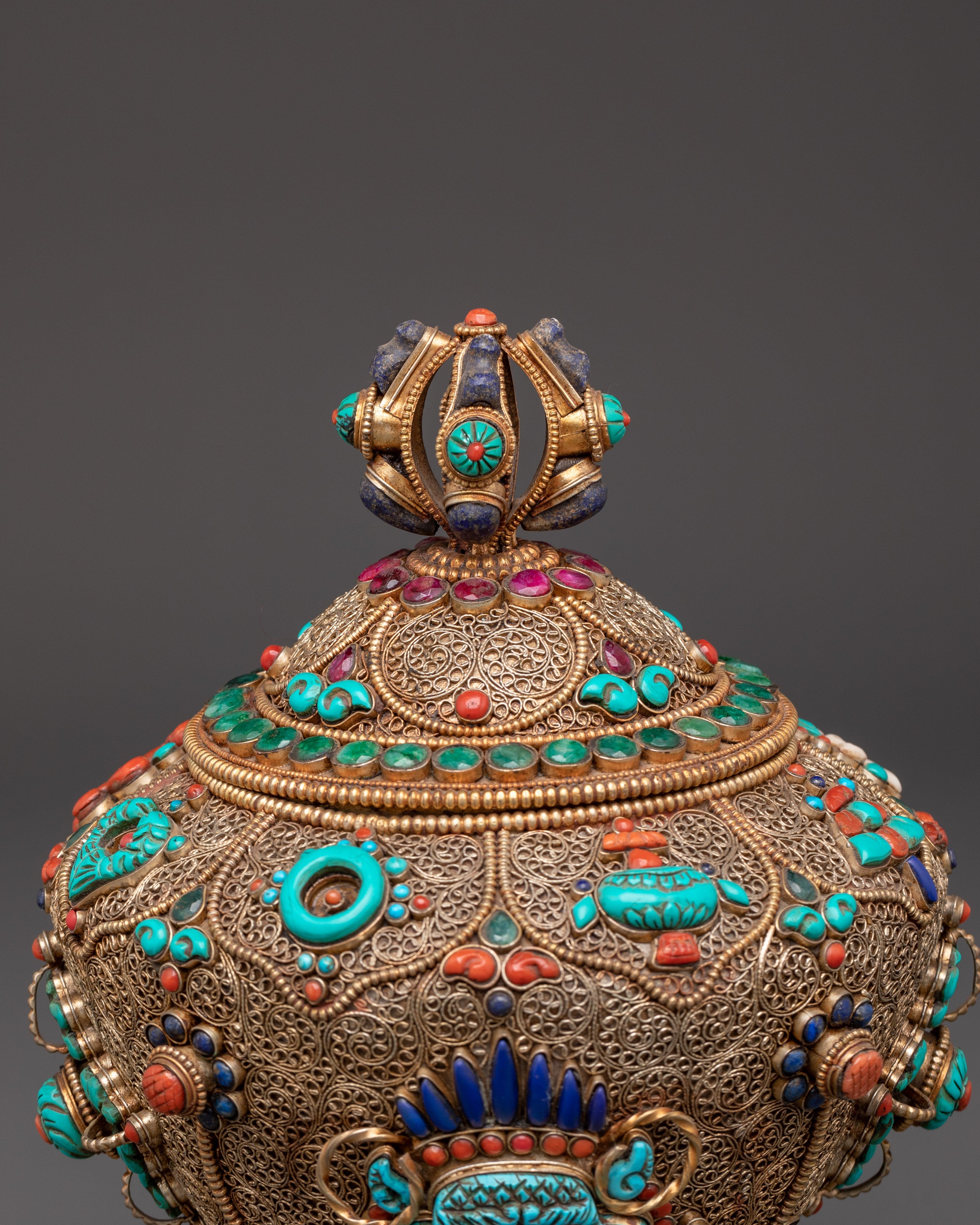 Tibetan Ceremonial Item Dhupur Rice Pot Set | Handcrafted Copper Ritual Offering