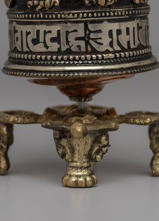 Tibetan Buddhist Prayer Wheel with Copper & Brass Body | Wheel for Meditation & Decor