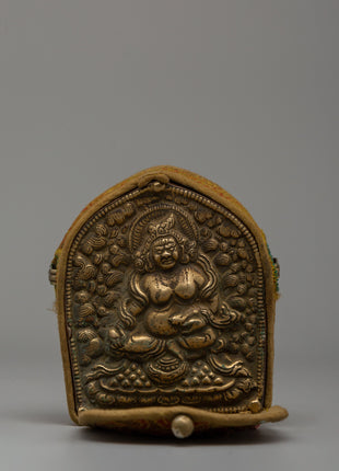 Ghau Box with Dzambhala Carving | A Sacred Ritual Box