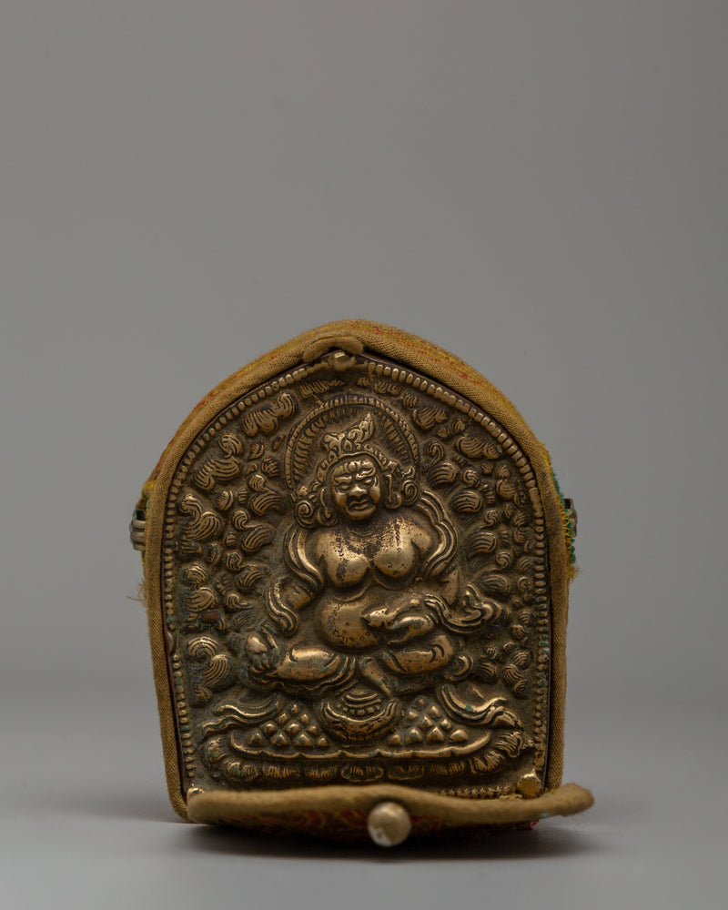 Ghau Box with Dzambhala Carving | A Sacred Ritual Box