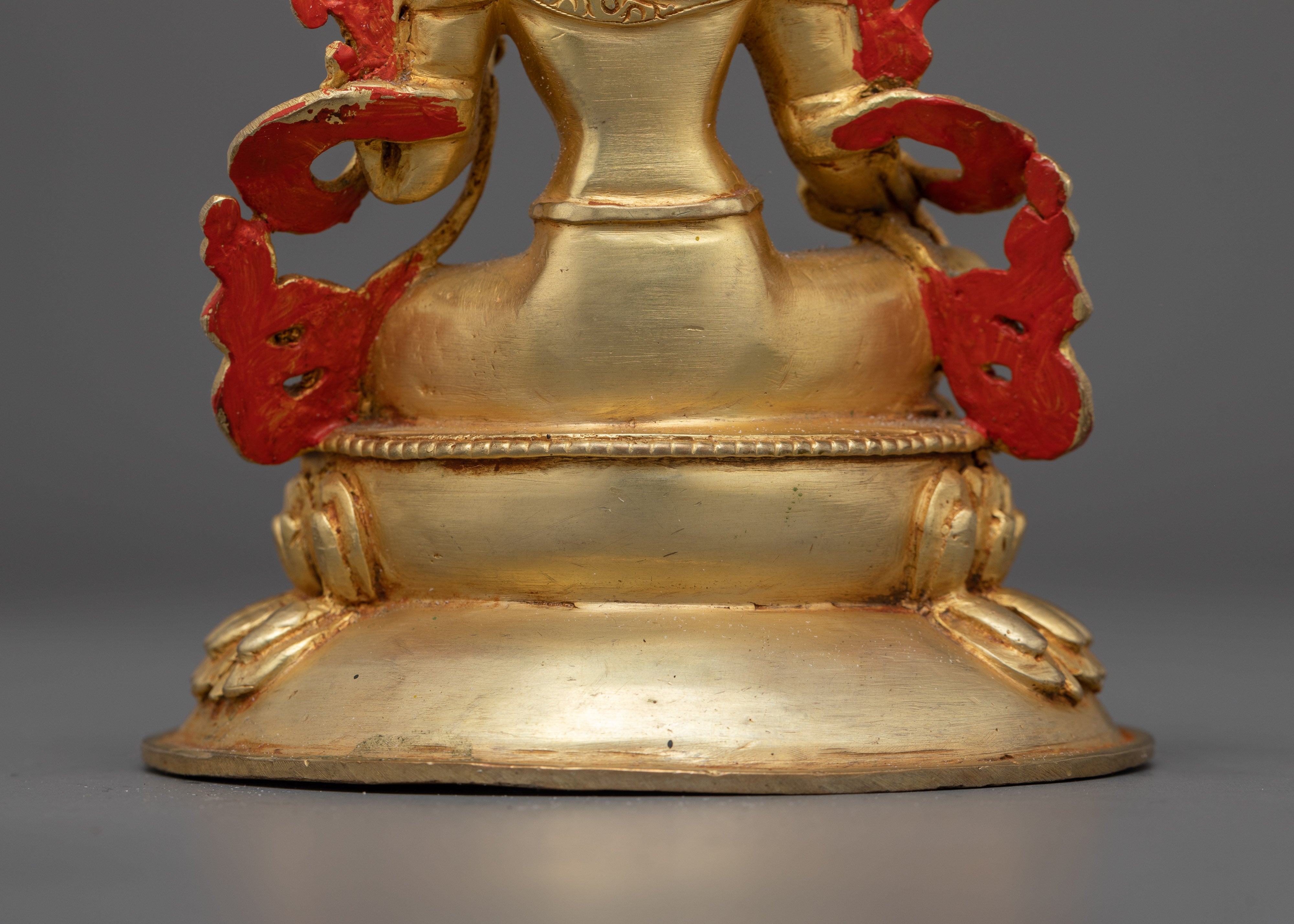 Green Tara Handcarved Statue | 24K Gold-Gilded Copper Artwork