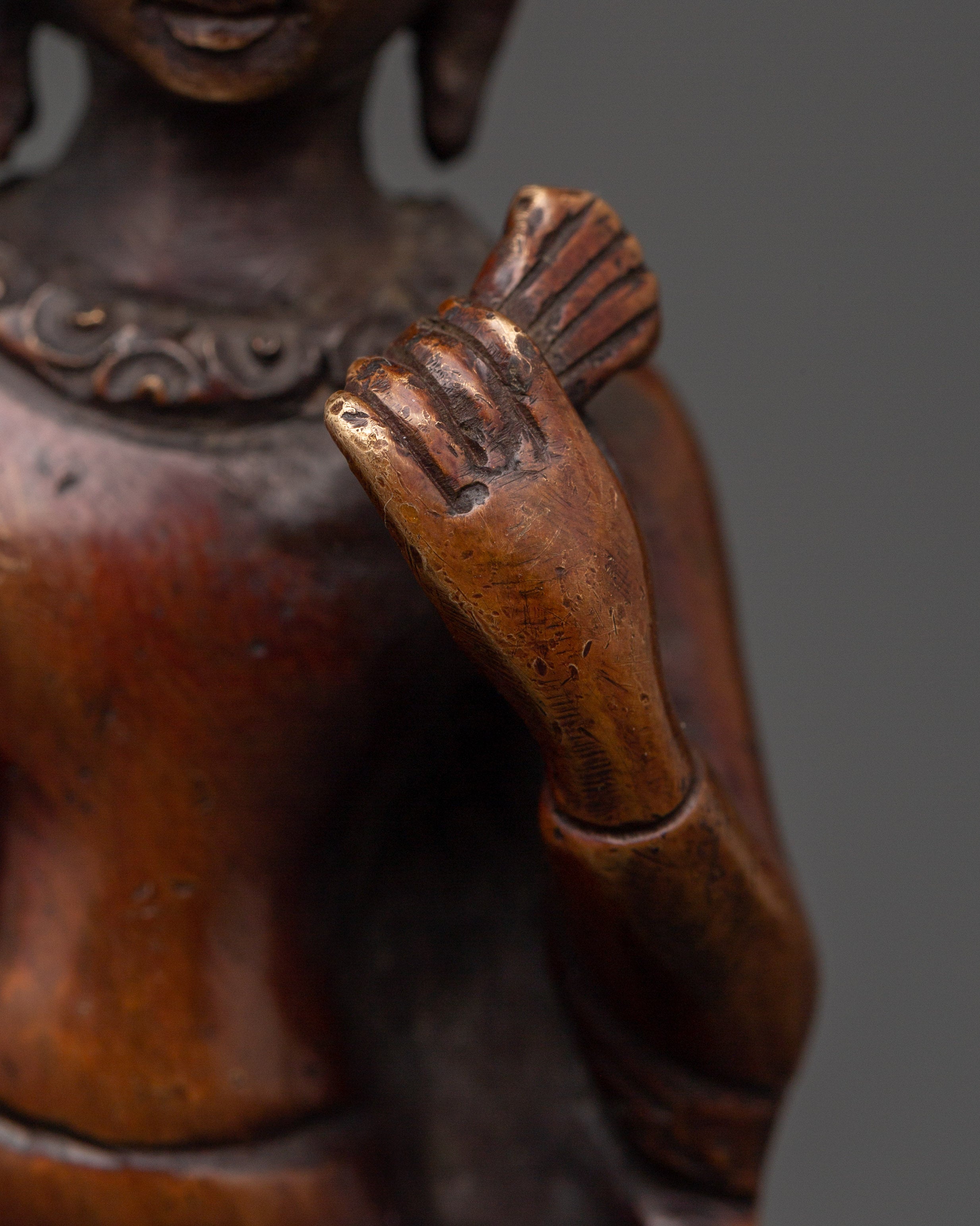 Oxidized Copper Dipankara Buddha statue |  Buddhist Enlightenment Deity