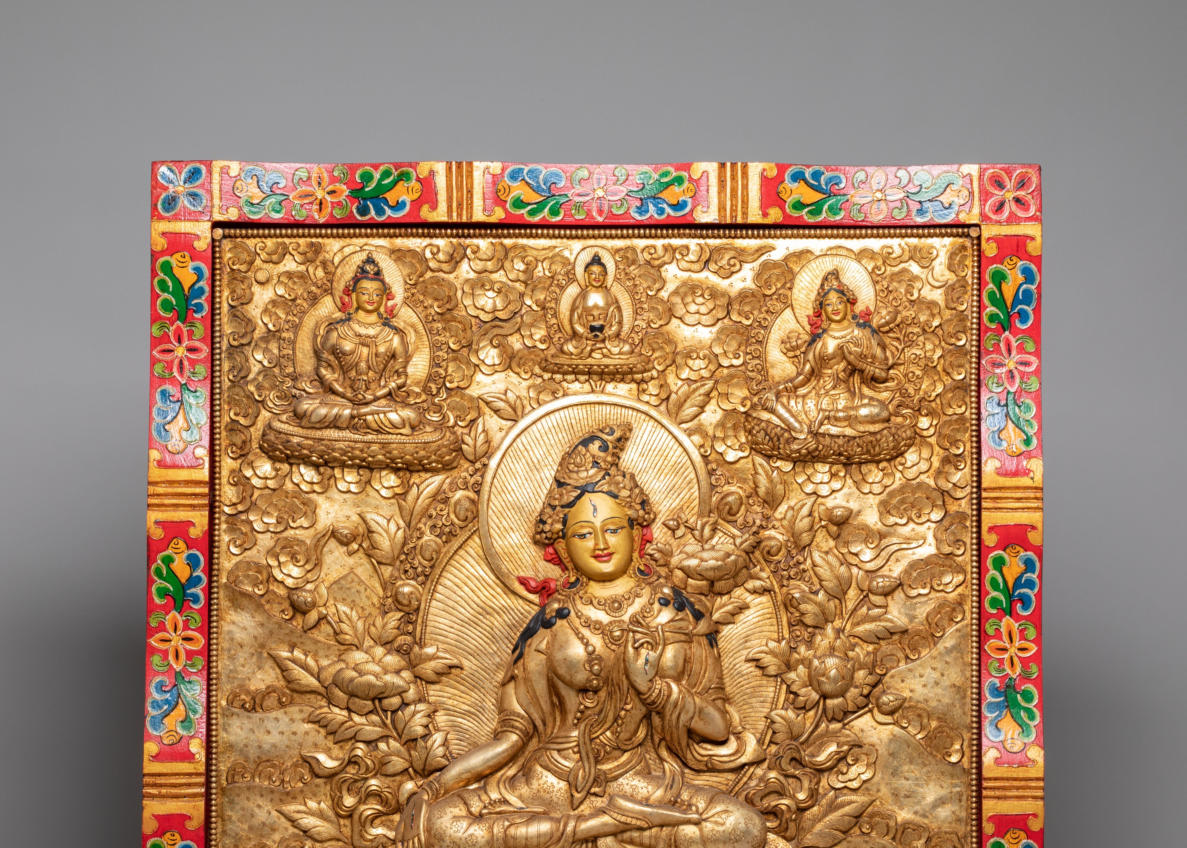Himalayan Wall Art of Seven Eyed White Tara | Tibetan Goddess of Healing