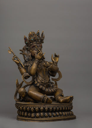 Four Armed Mahakala Statue | Tibetan Protector Deity Sculpture