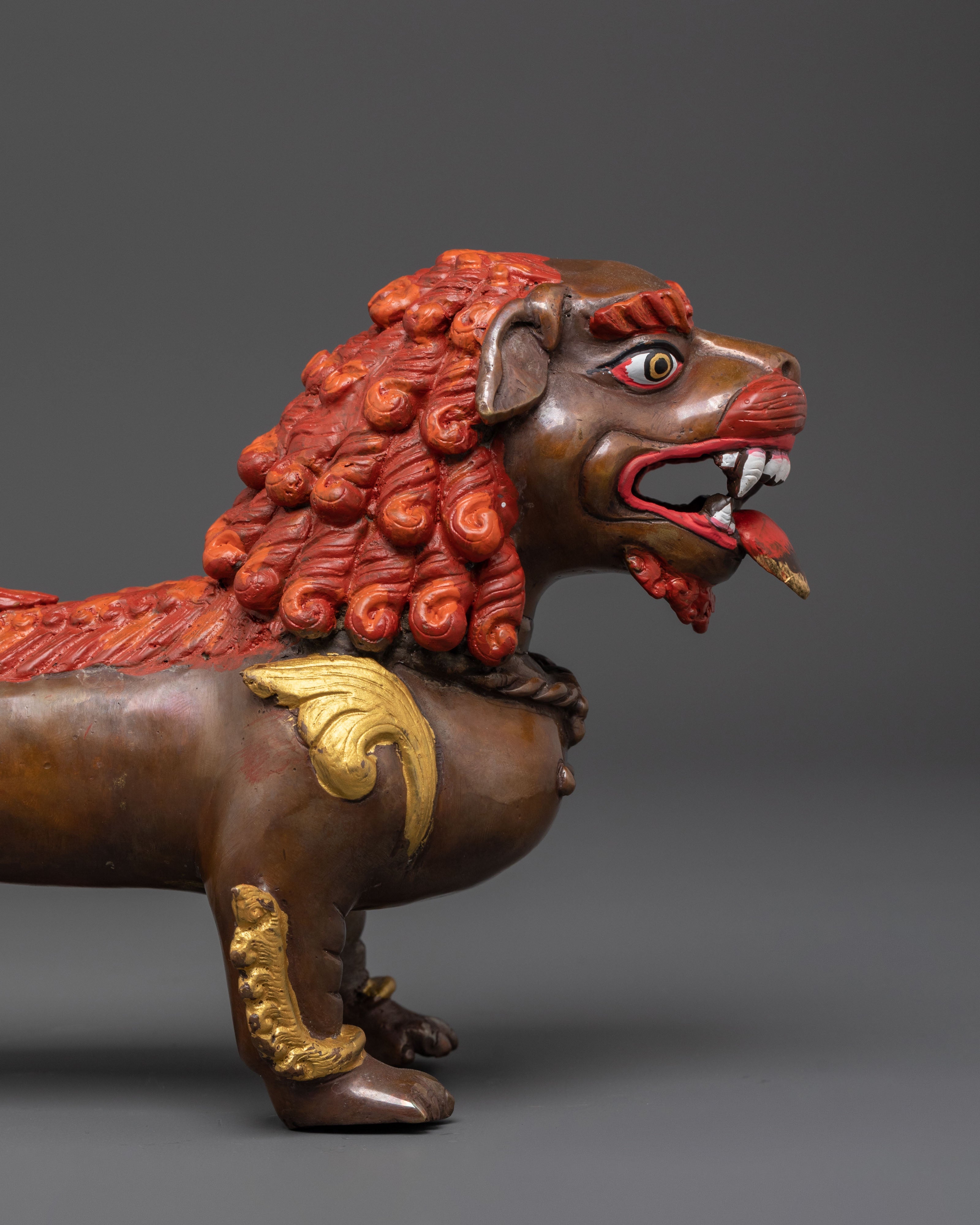Sacred Buddhist Protector Lion Pair | Tibetan Snow Lion Guardian Statues