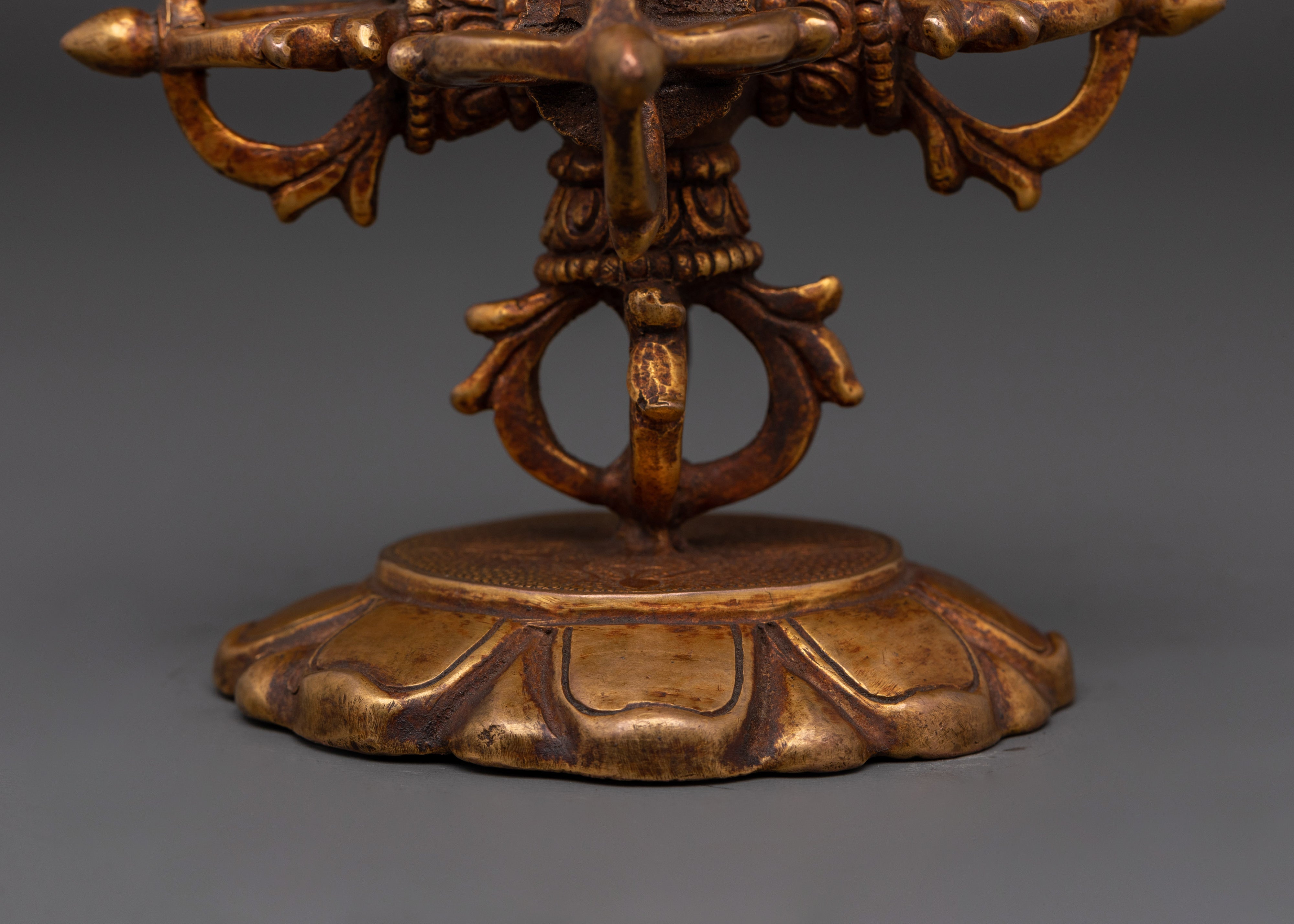 Handmade Tibetan Double Vajra | Gold Oxidized Bishwo Vajra Ritual Tool