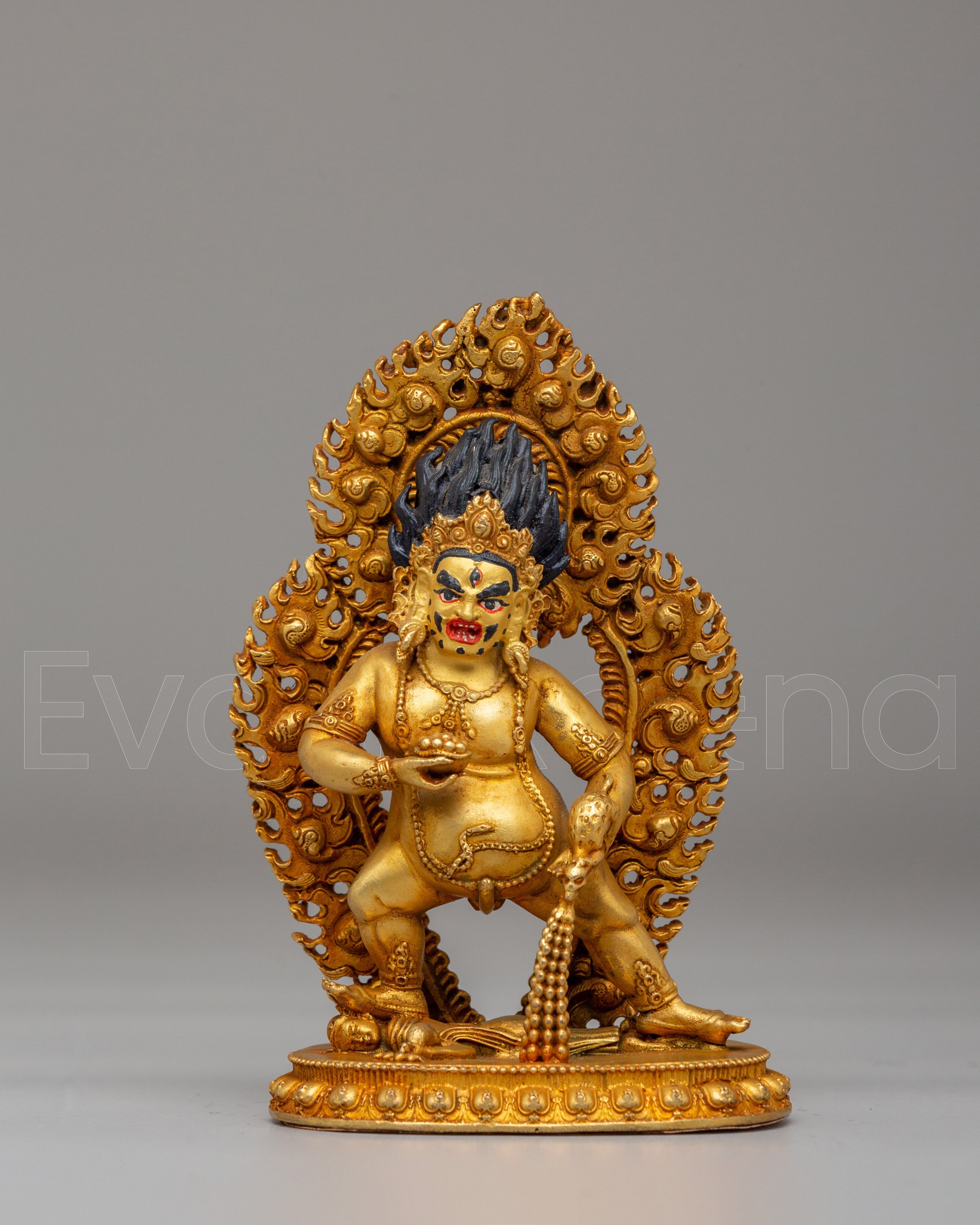 Black Dzambhala Protector Deity Statue