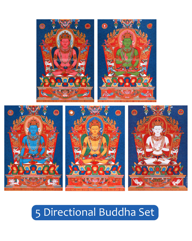  5 Buddha Thangka Painting Set 