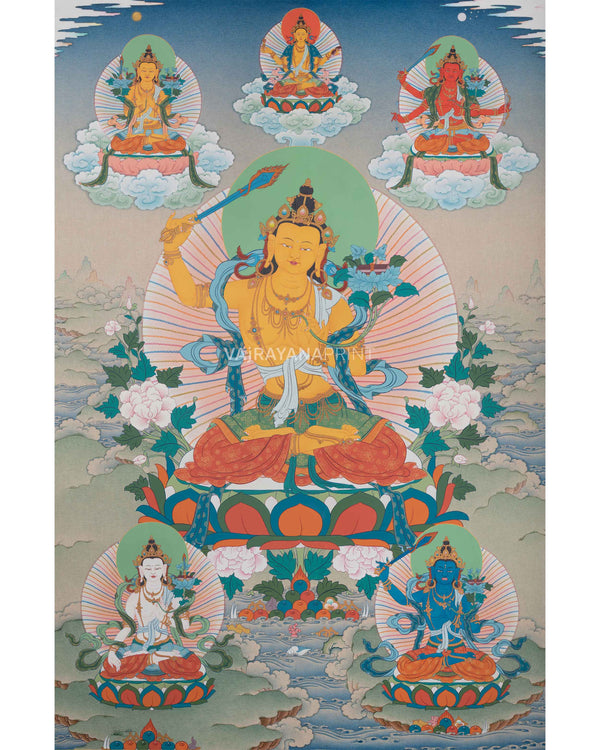 Divine Form of Manjushree Thangka Print