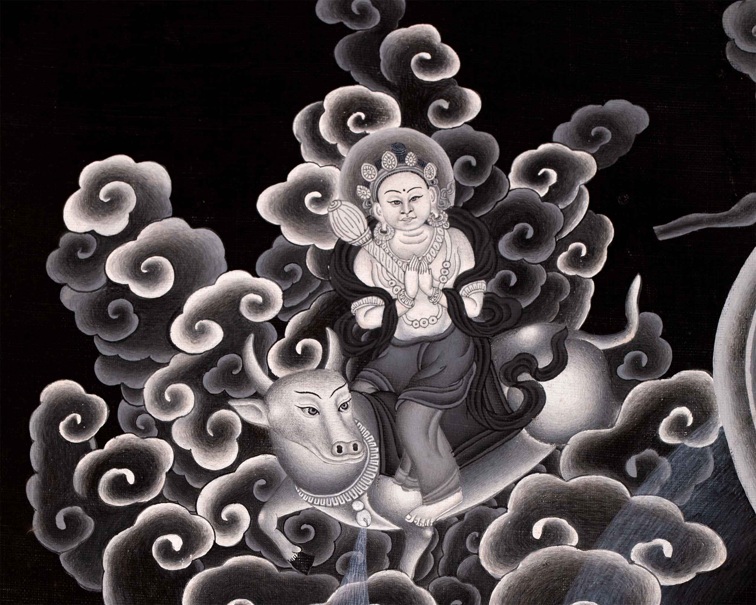 Avalokiteshvara Bodhisattva Traditional Newari Painting Print | Wall Hanging Of Chenrezig The Bodhisattva Of Compassion