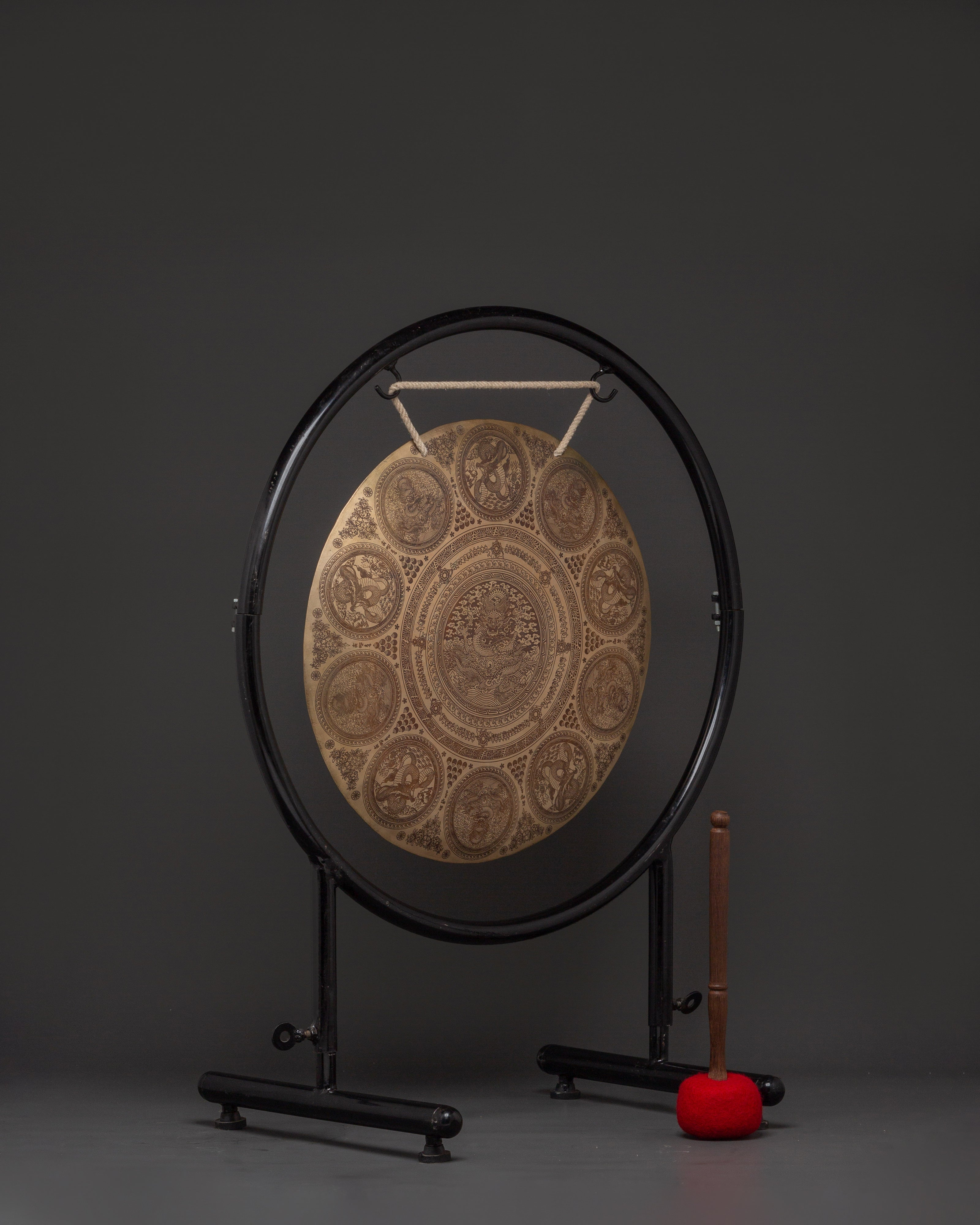 Handcrafted Tibetan Healing Gong | Brass Gong with Wooden Stick