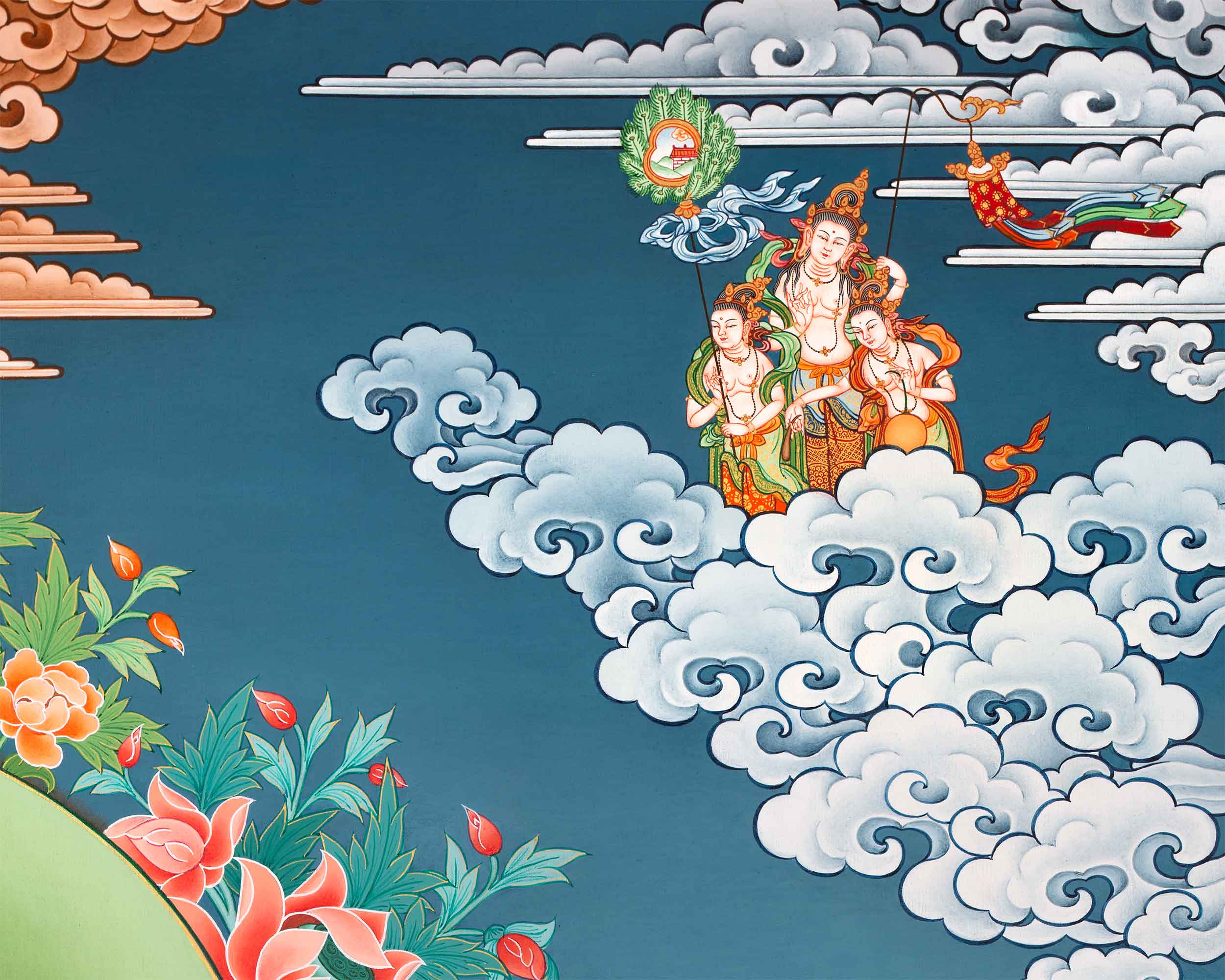 White Tara Devi Buddha On Paubha Print | White Tara The Deity Of Long Life, Health, Healing & Compassion