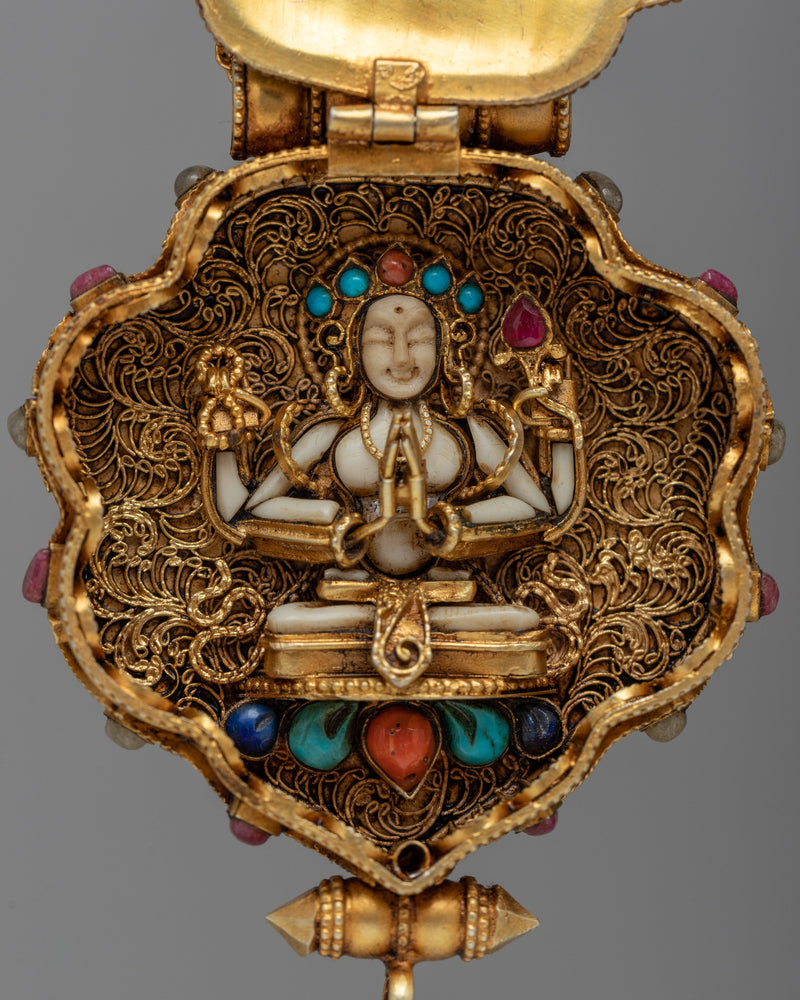 Green Tara Ghau Box Locket | A Sacred Amulet Infused with Divine Blessings