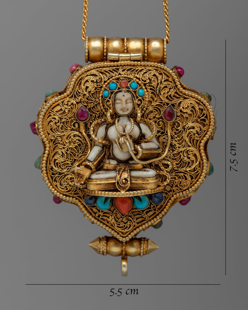 White Tara Ghau Box Locket | Divine Amulet for Spiritual Wellness