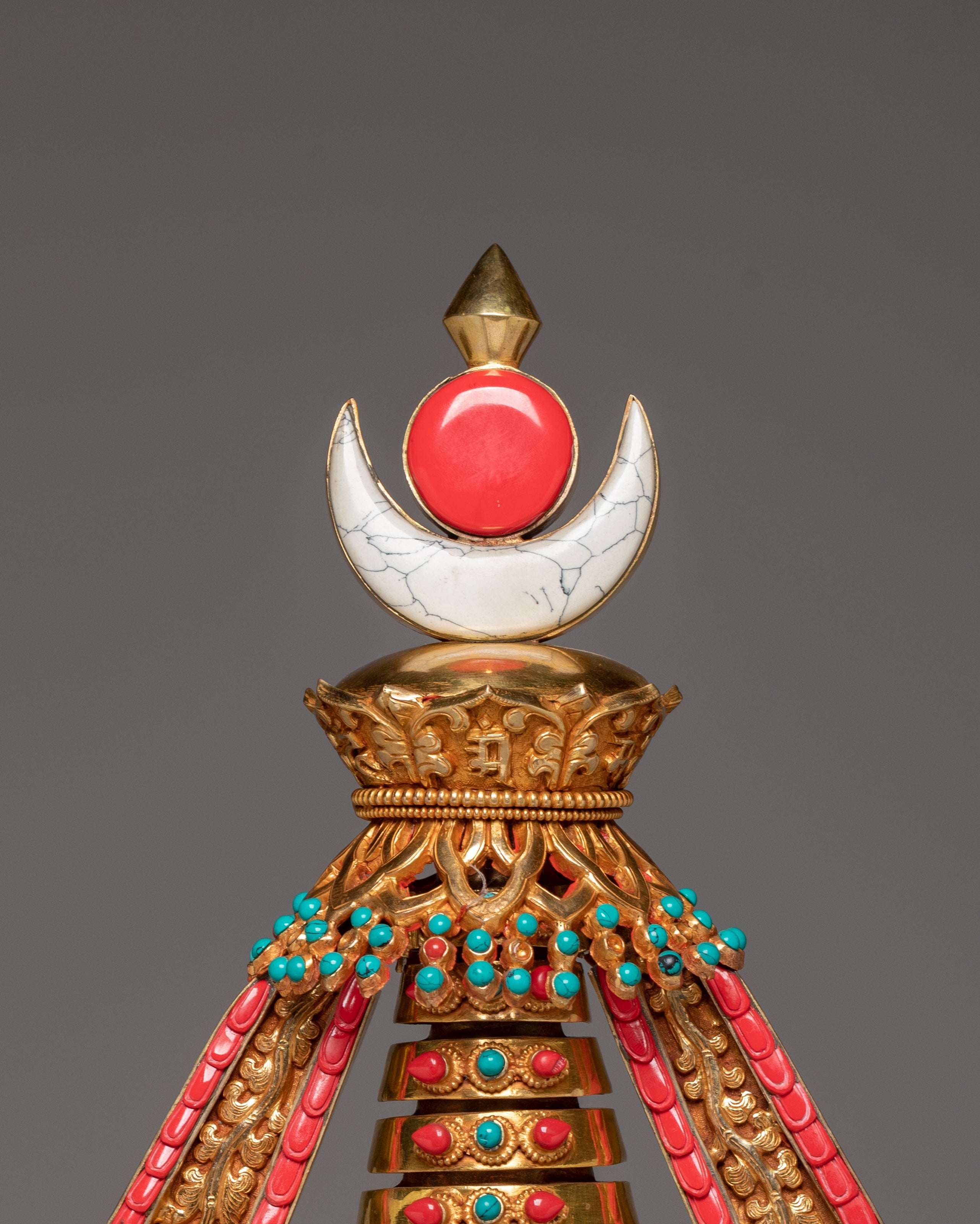 Spiritual Tibetan Copper Stupa | Gold-Plated Buddhist Statue for Peace