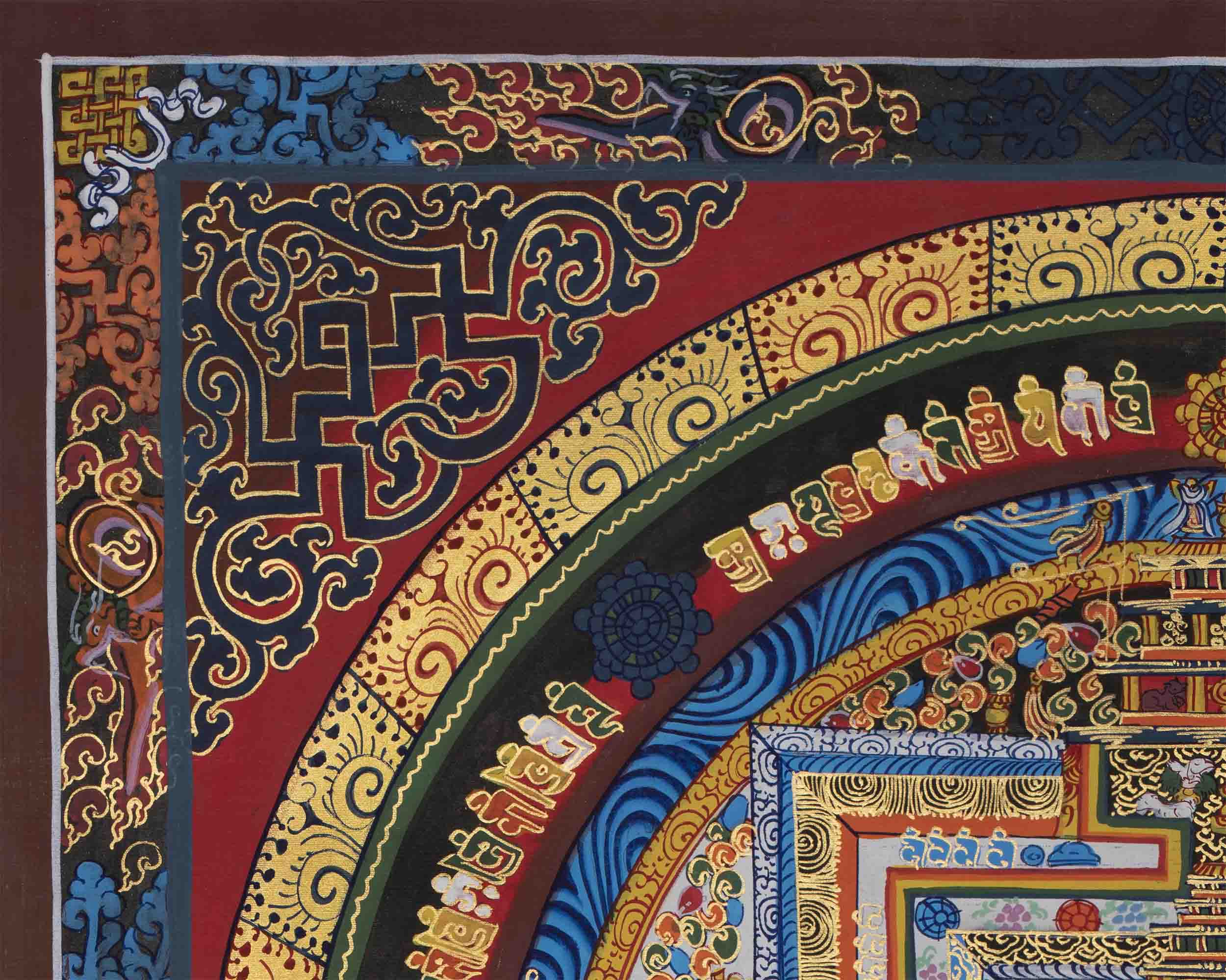 Genuine Hand-Painted Kalachakra Mandala | Perfect For Gifts, Yoga, Meditation, and Home Decoration