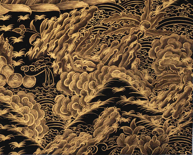 Vajrasattva With Black and Gold Details | Tibetan Dorje Sempa Thangka Painting