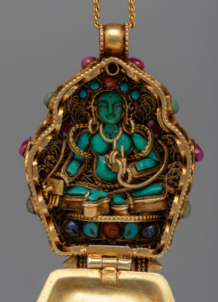 Chenresig Box Ghau Locket | Silver Amulet Symbolizing Compassion