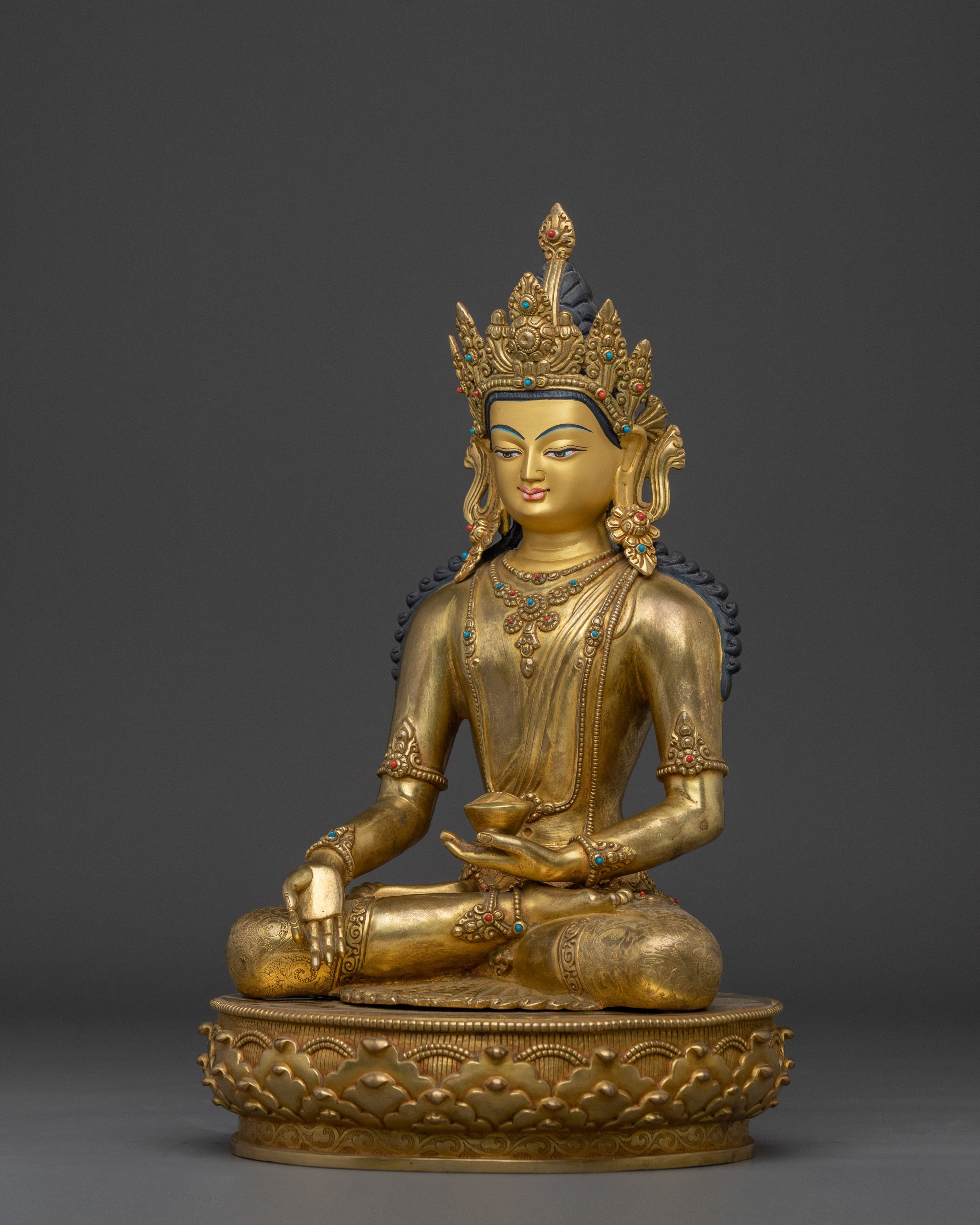Gold Gilded Ratnasambhara Buddha Statue | Tibetan Buddha of Wealth and Abundance